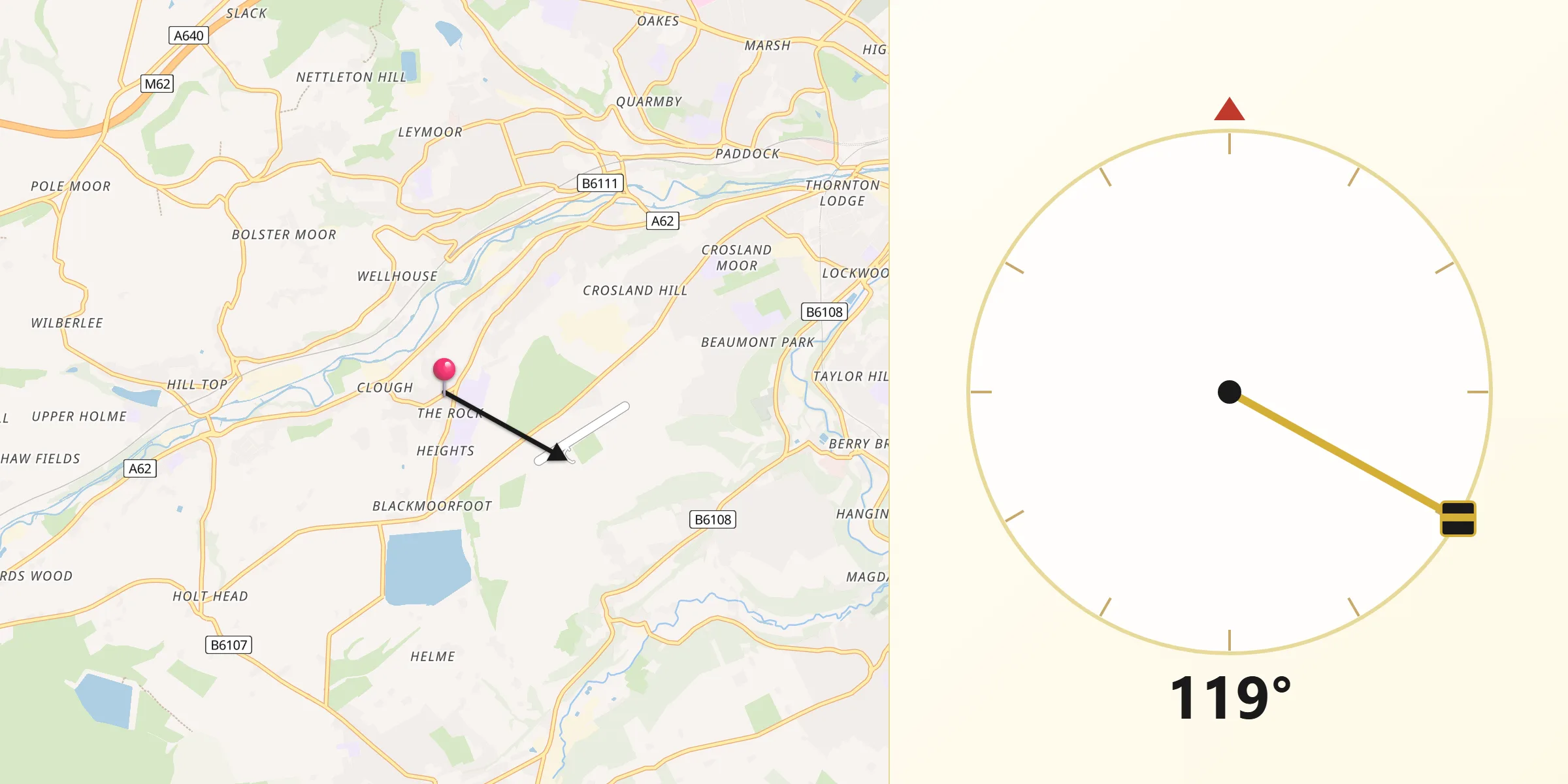 Qibla Direction from Linthwaite