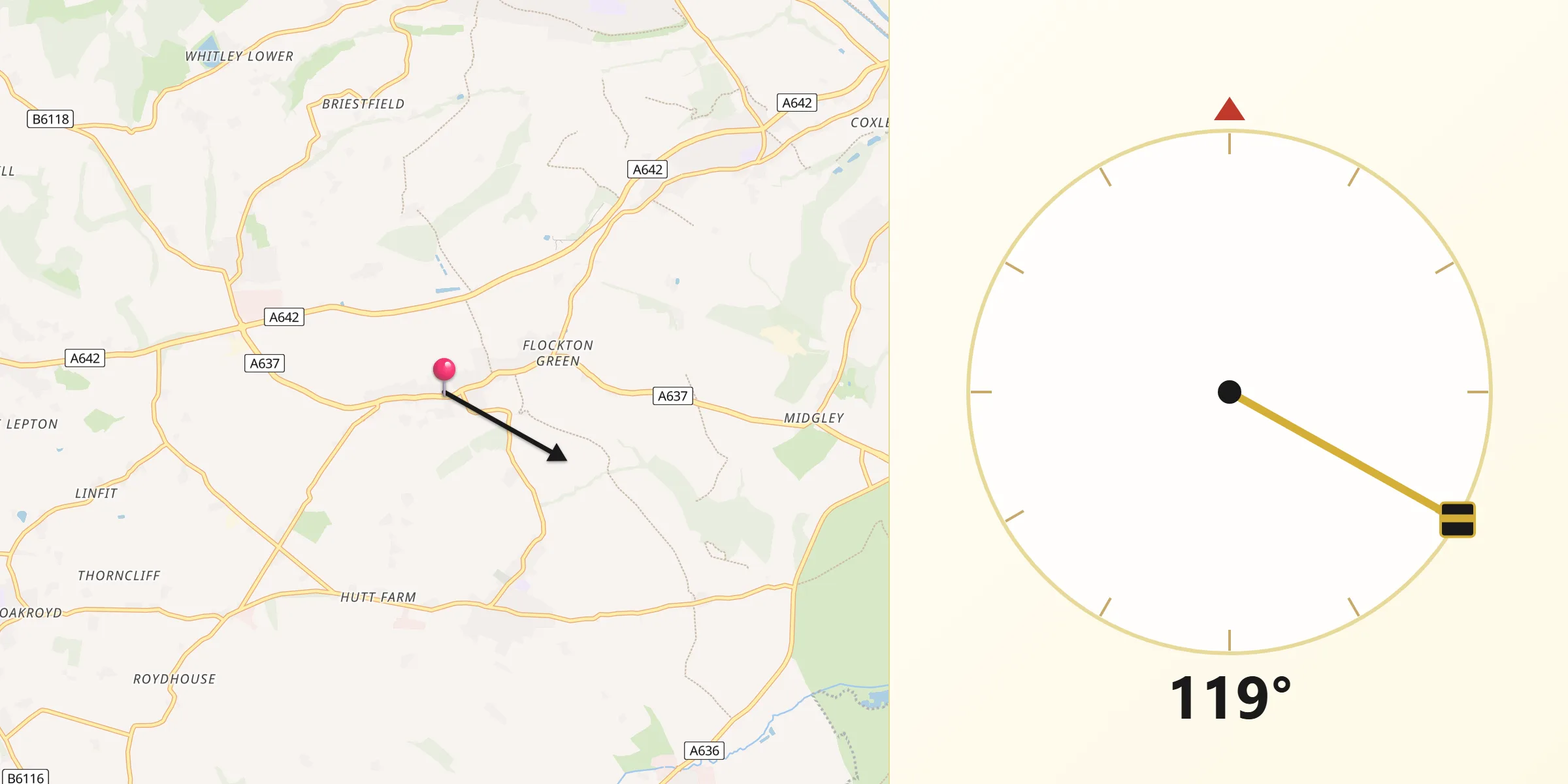Qibla Direction from Flockton
