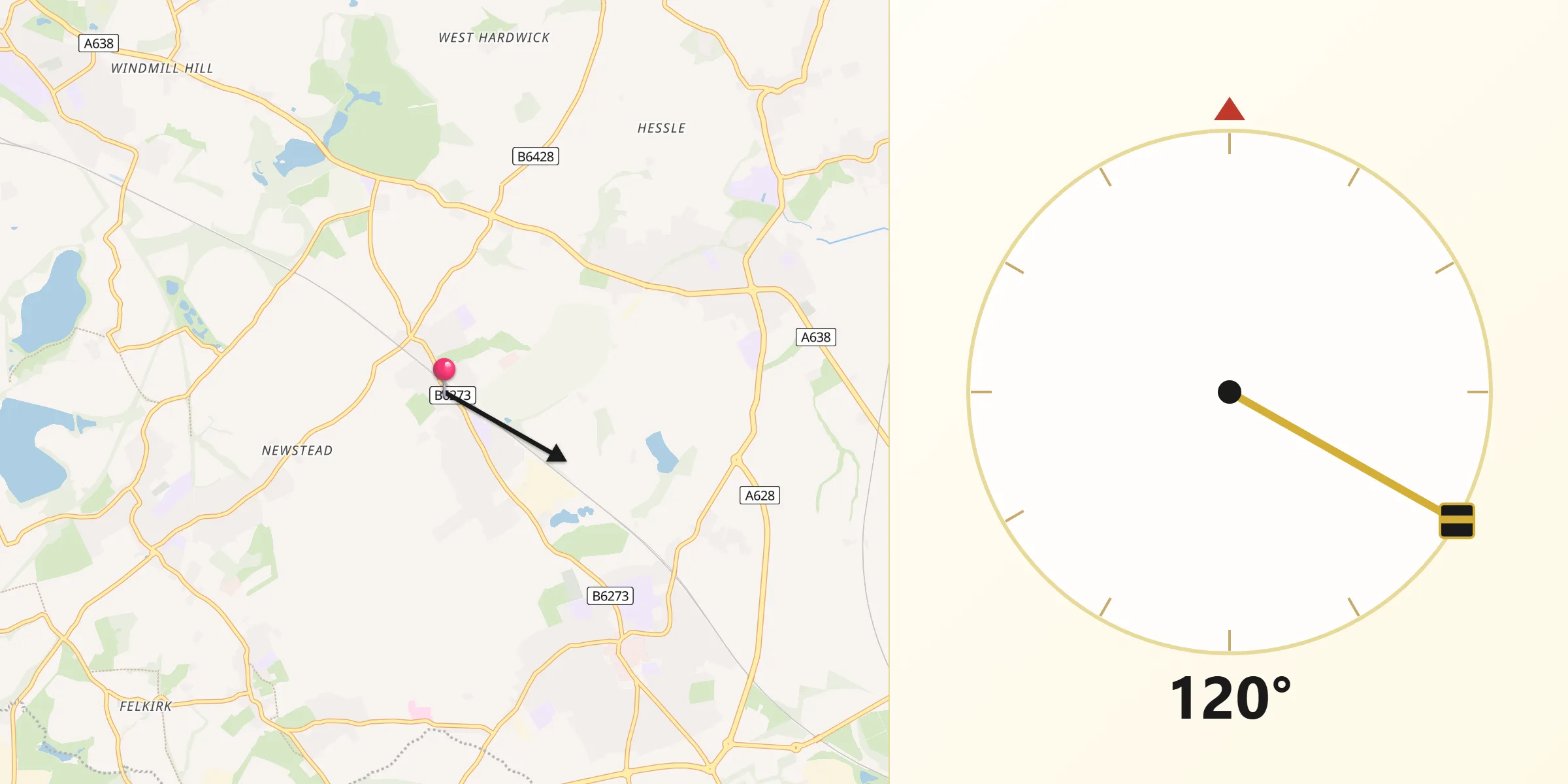 Qibla Direction from Fitzwilliam
