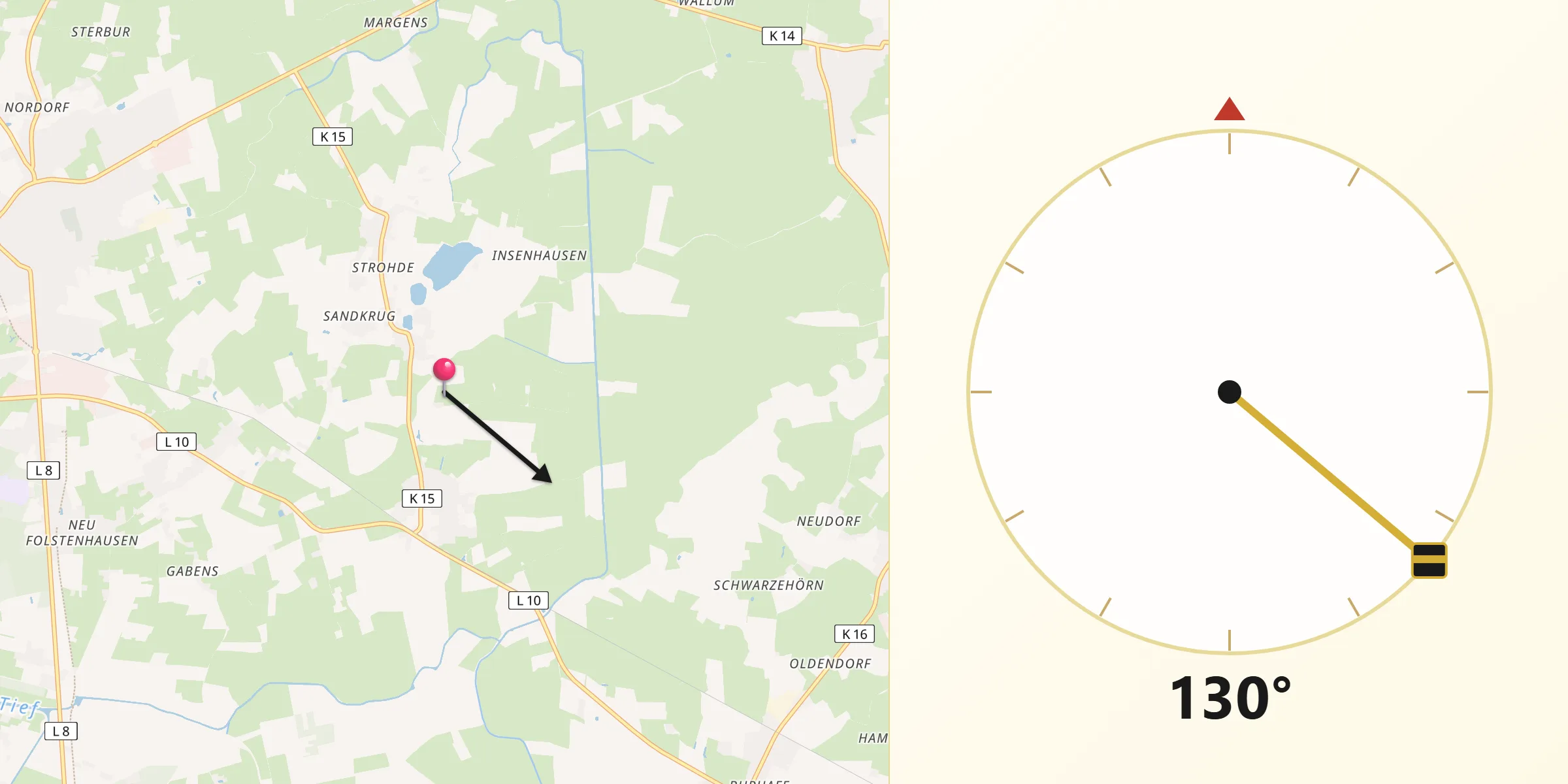 Qibla-Richtung von Stedesdorf