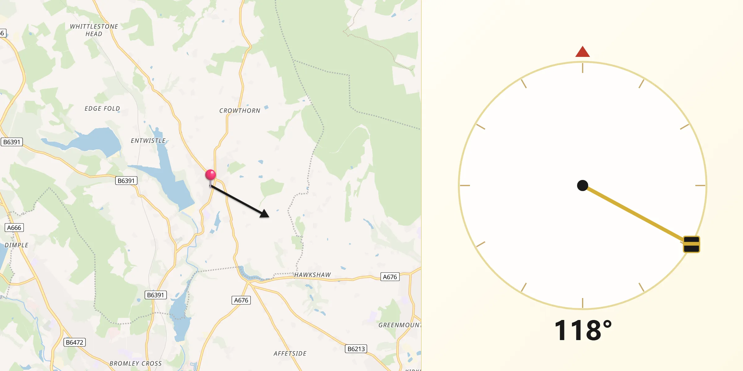 Qibla Direction from Edgworth
