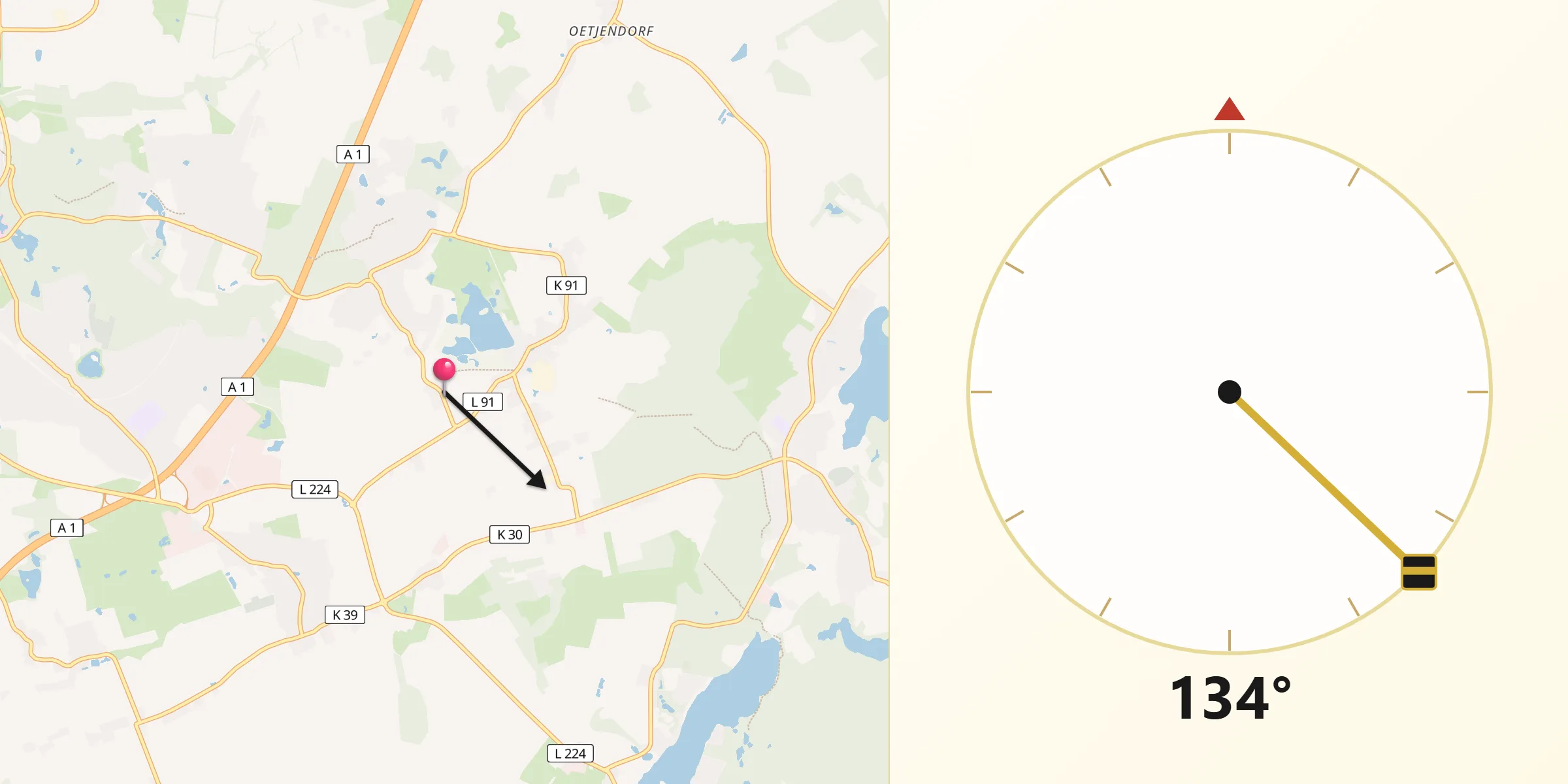 Qibla-Richtung von Hoisdorf