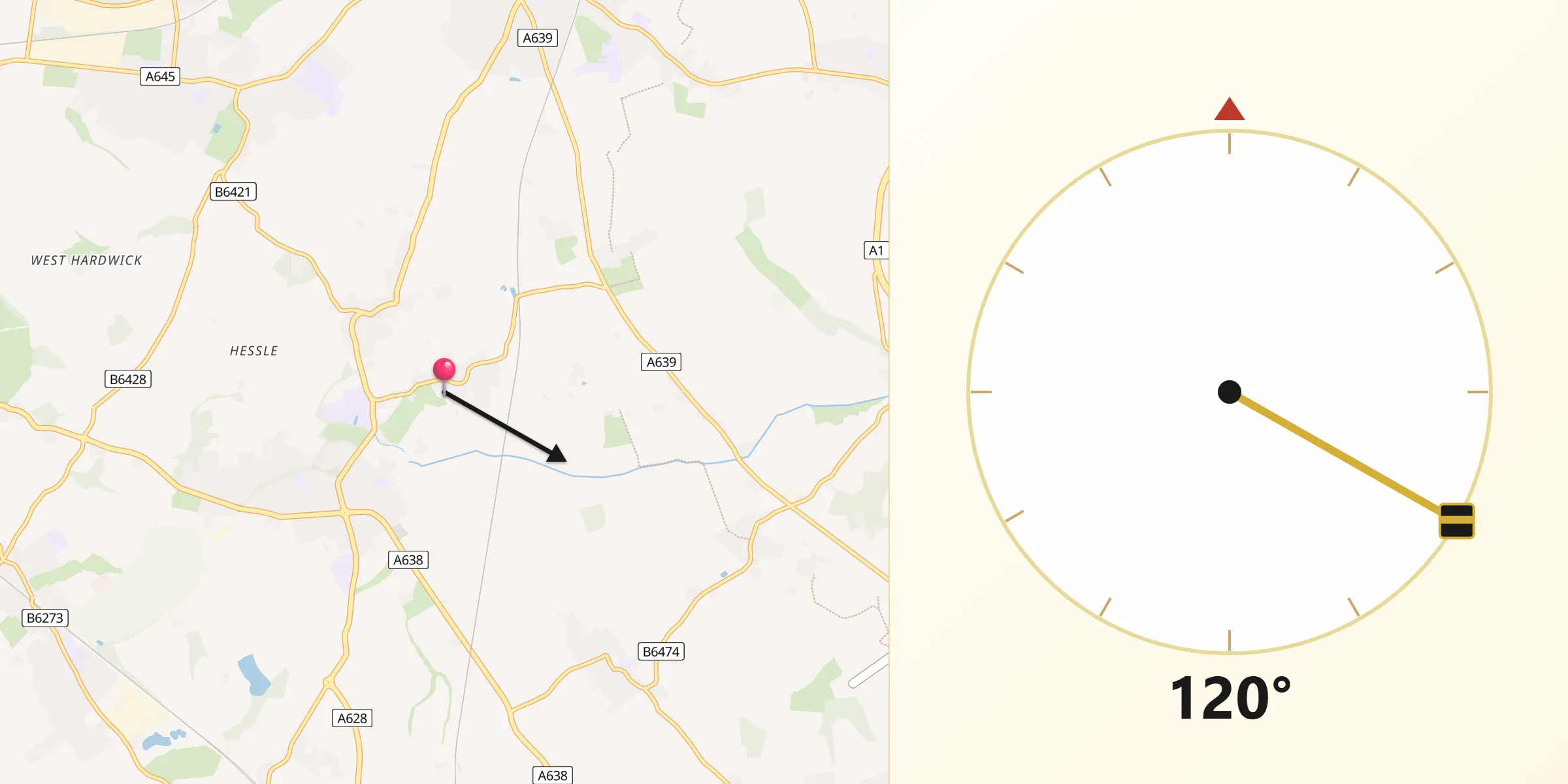 Qibla Direction from Low Ackworth