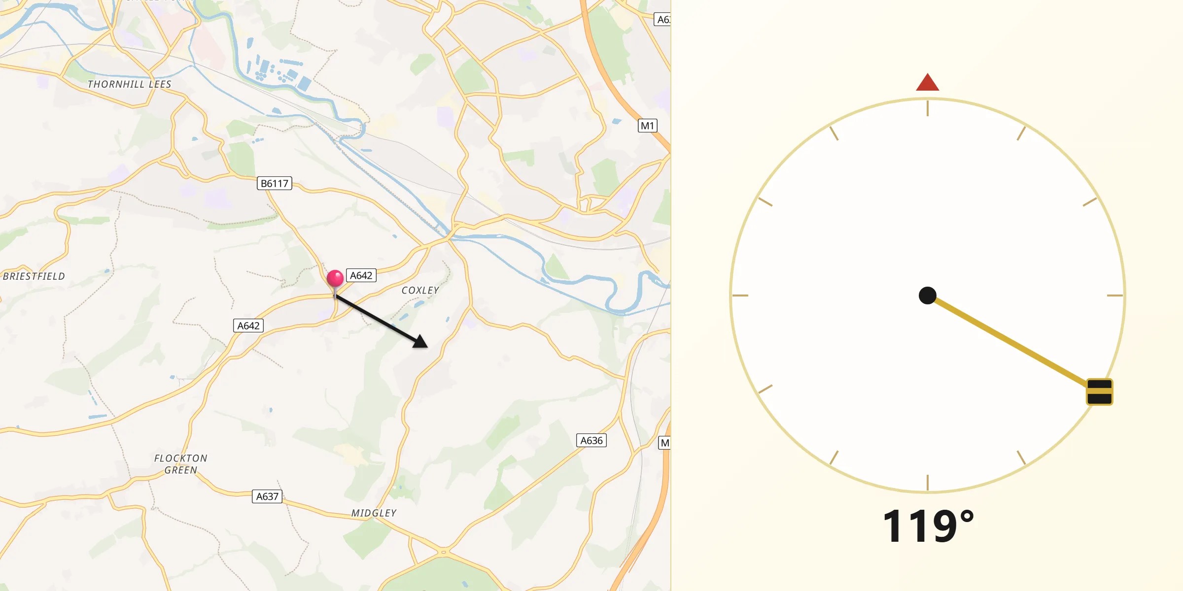 Qibla Direction from Middlestown