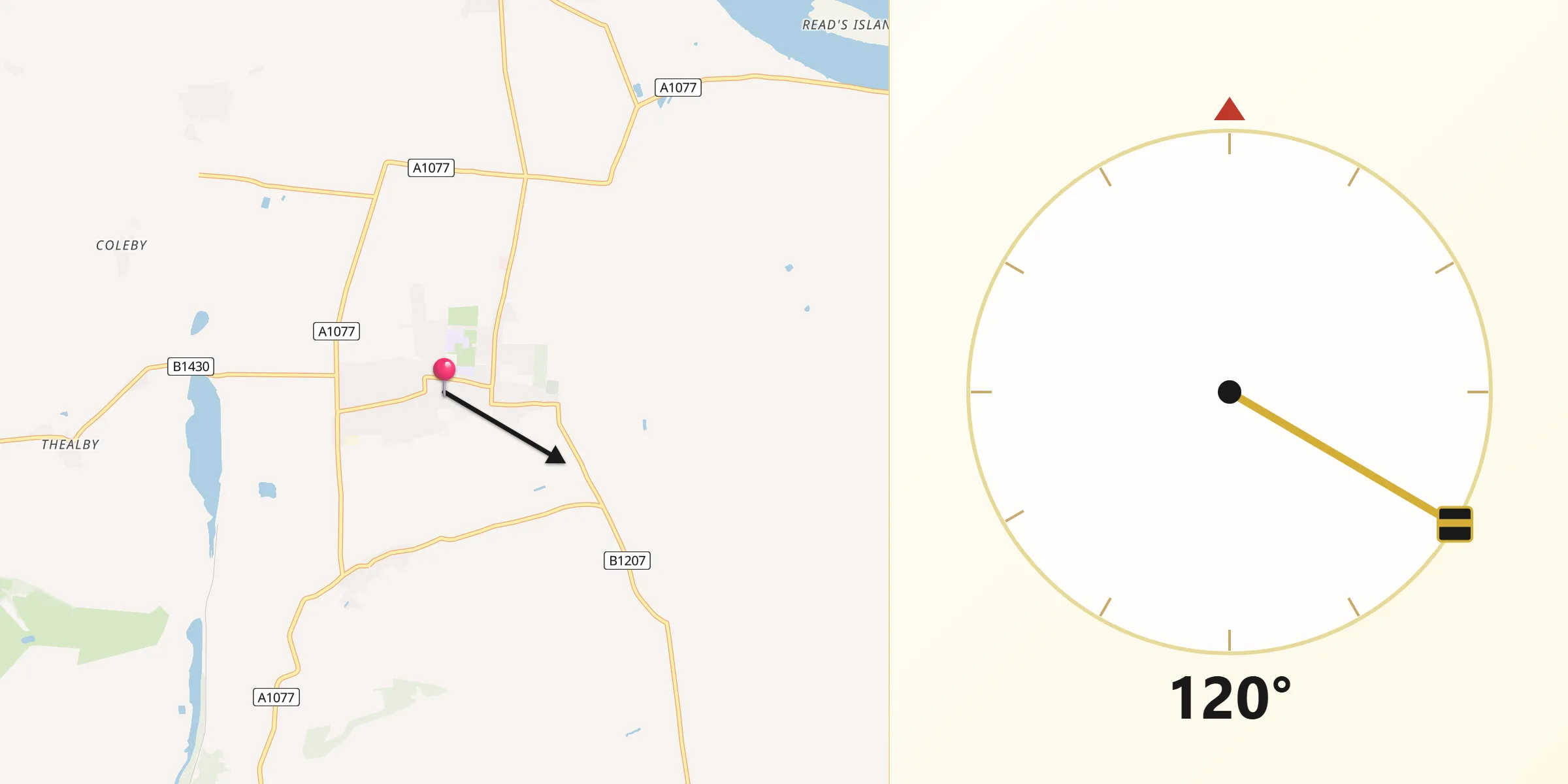 Qibla Direction from Winterton
