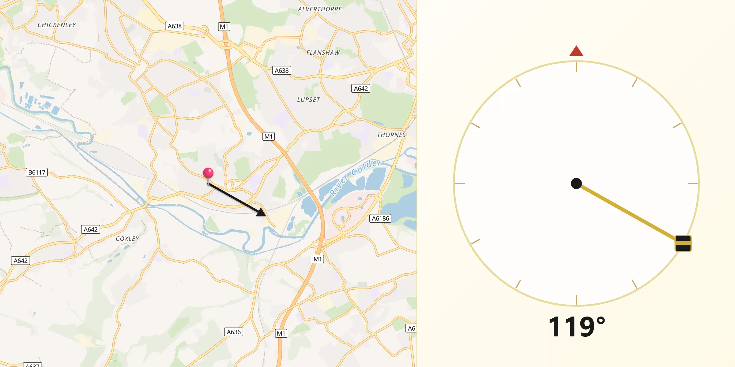 Qibla Direction from Horbury