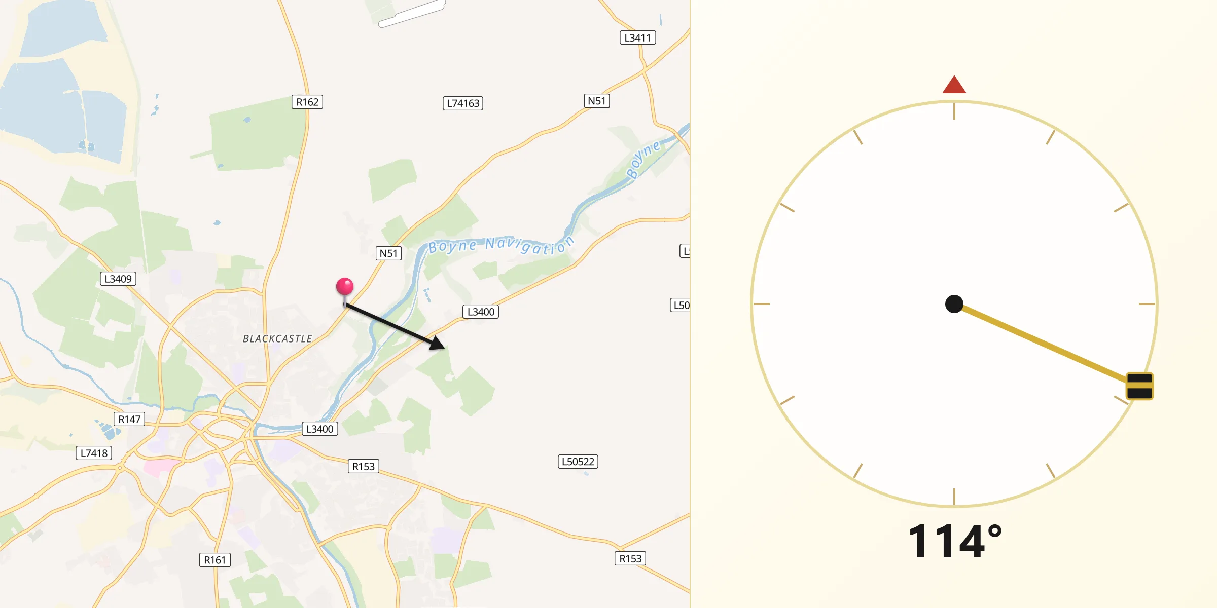 Qibla Direction from An Mhí