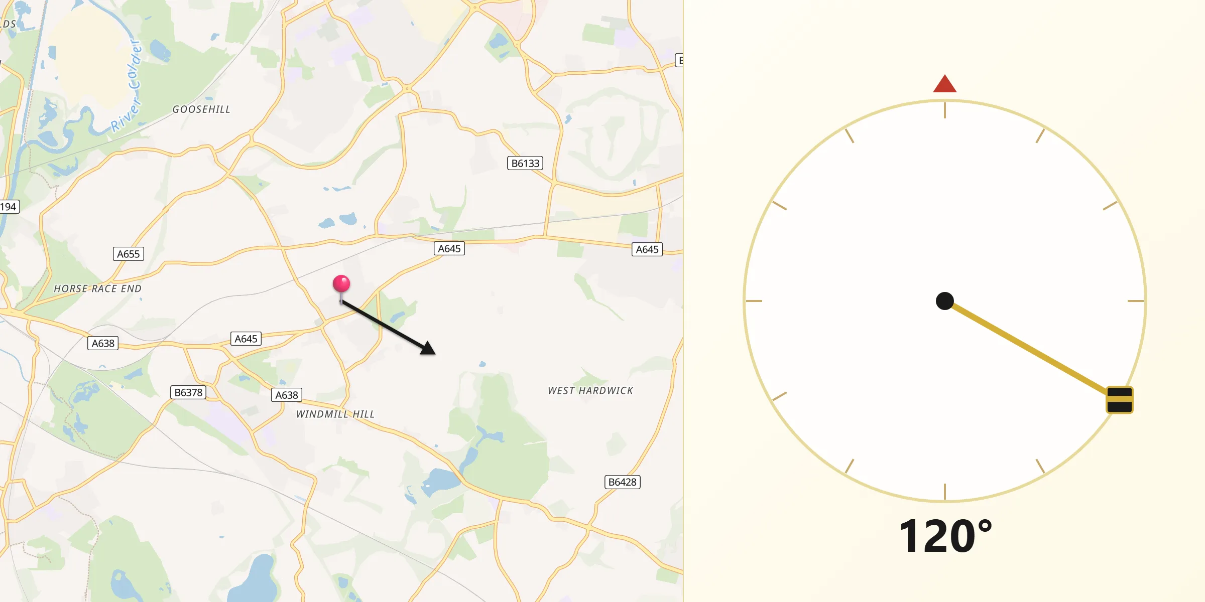 Qibla Direction from Sharlston