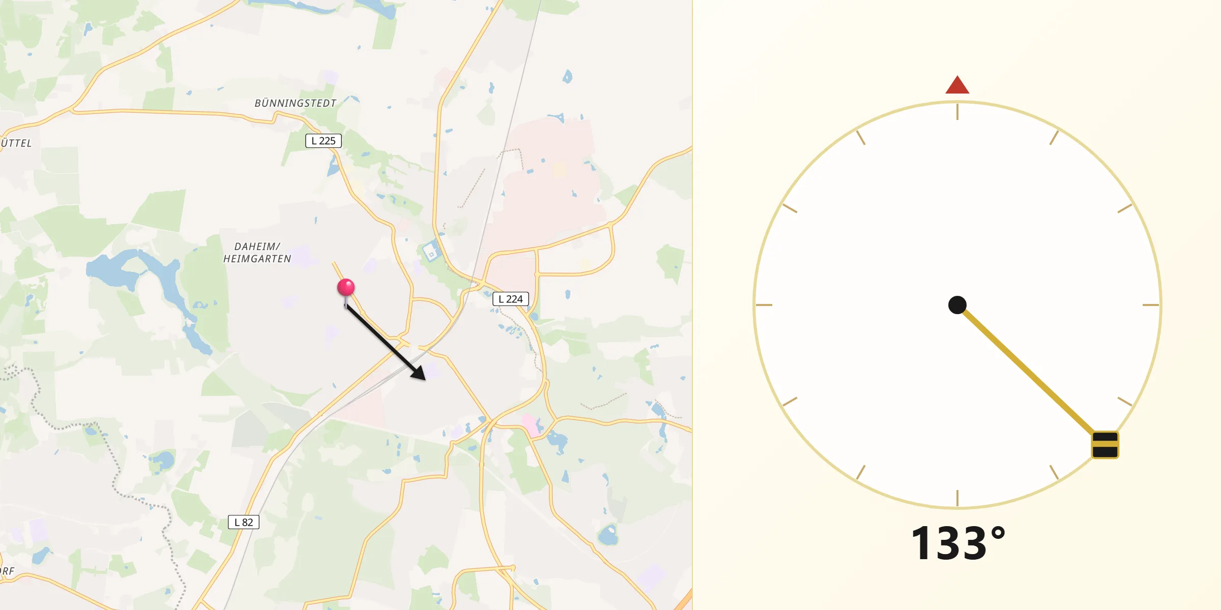 Qibla-Richtung von Ahrensburg