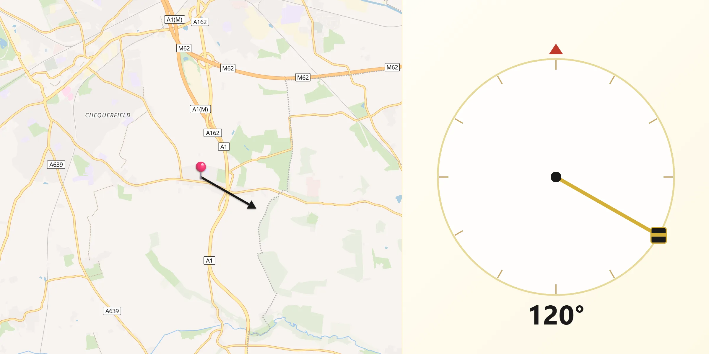 Qibla Direction from Darrington