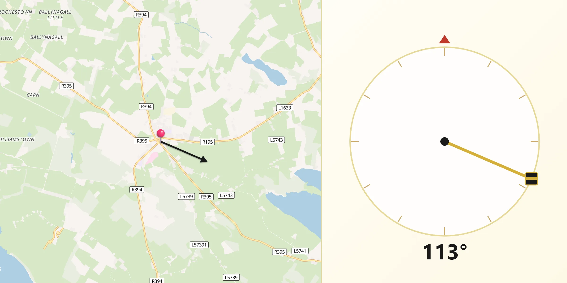Qibla Direction from Castlepollard