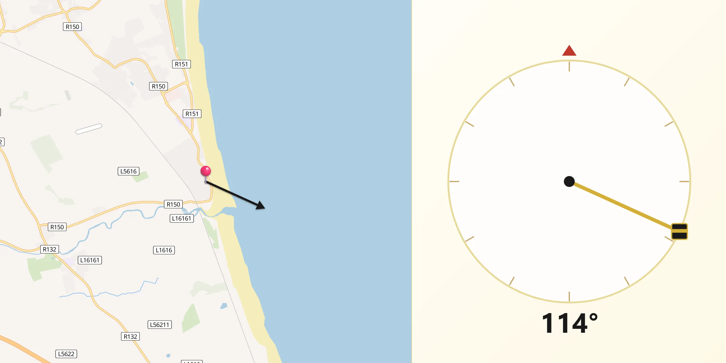 Qibla Direction from Laytown