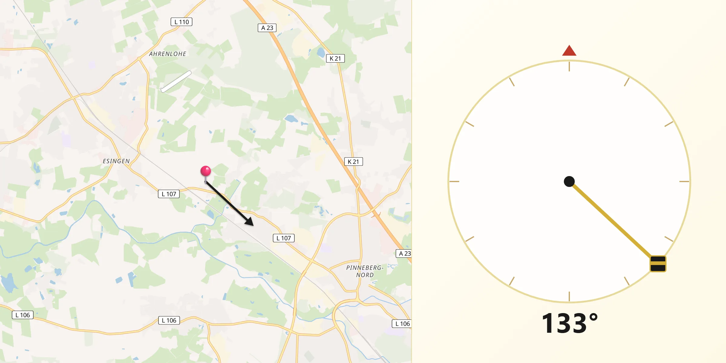 Qibla-Richtung von Prisdorf