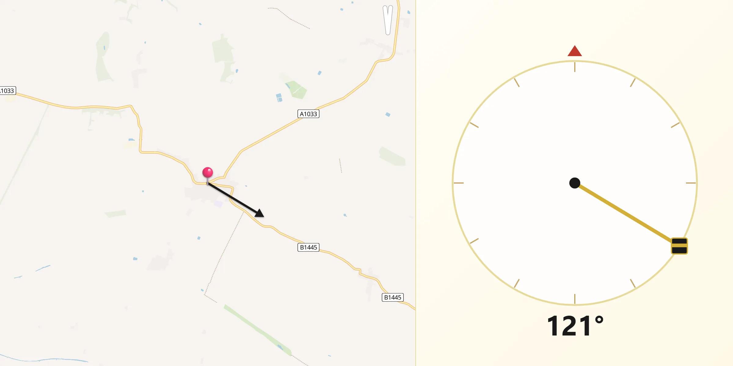 Qibla Direction from Patrington