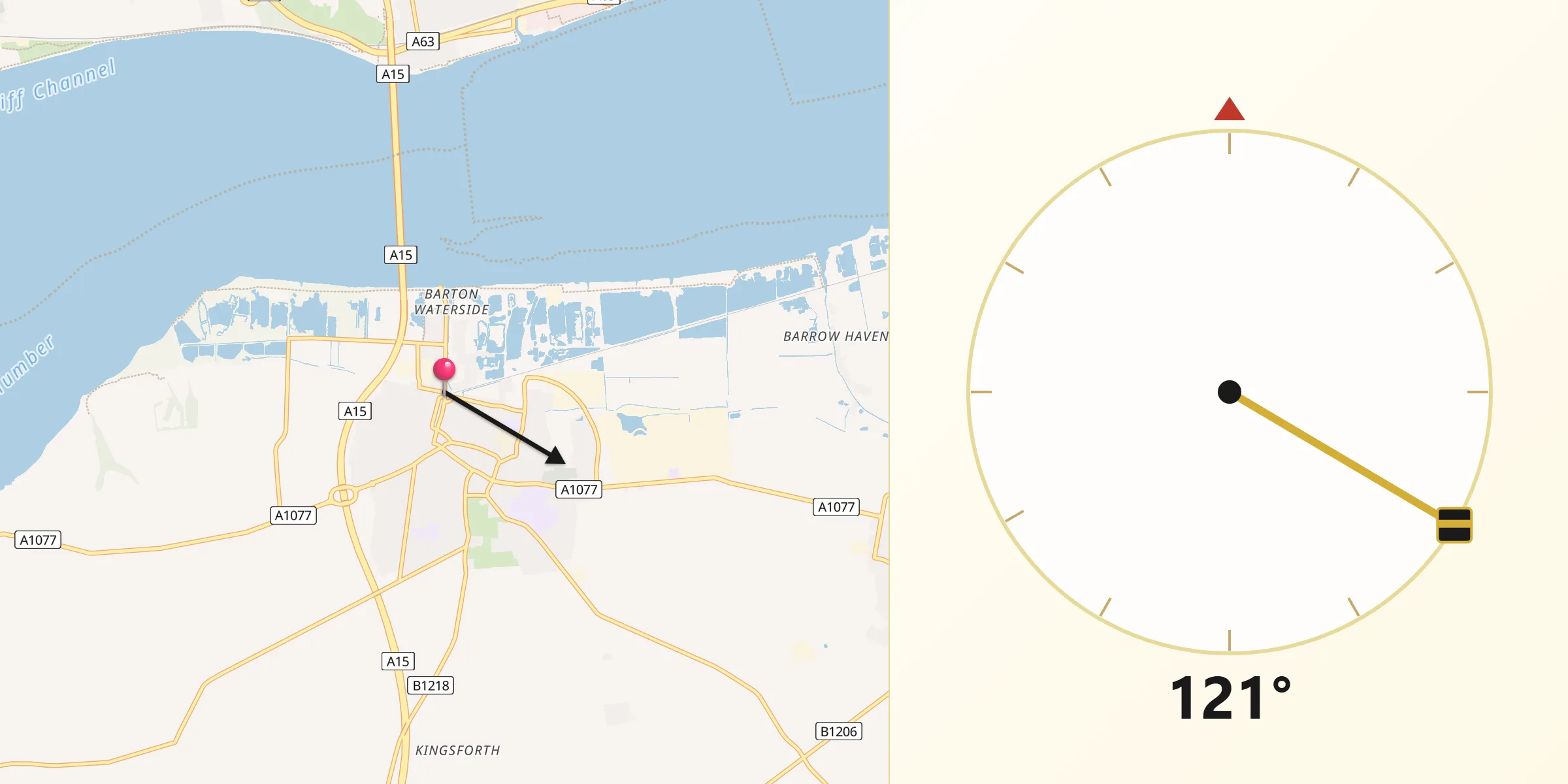 Qibla Direction from Barton upon Humber