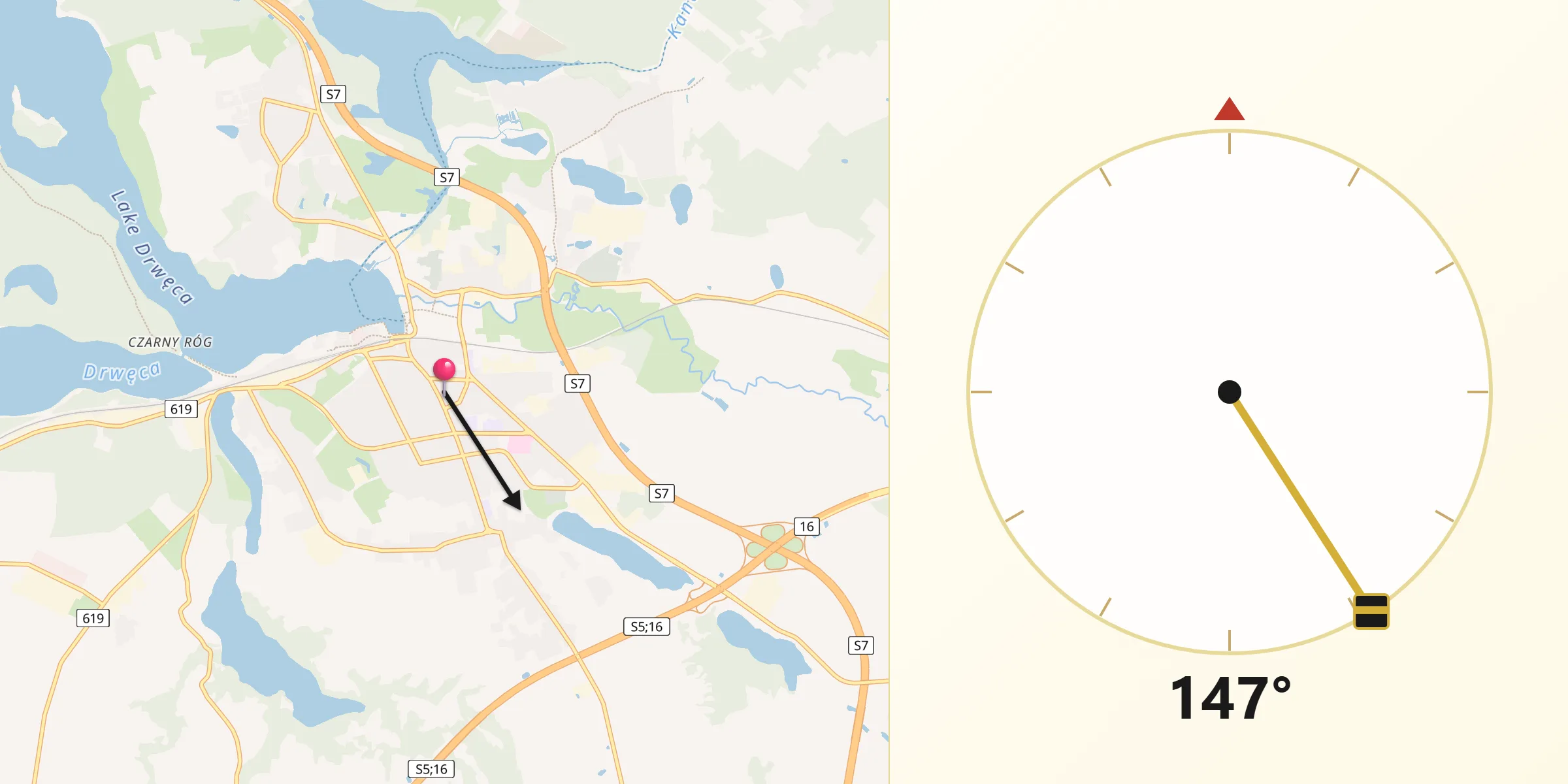 Kierunek Qibla z Ostróda