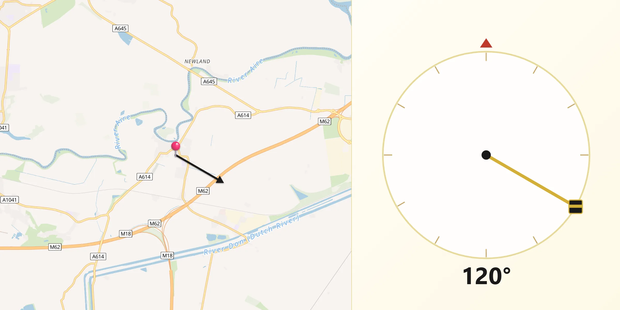 Qibla Direction from Rawcliffe