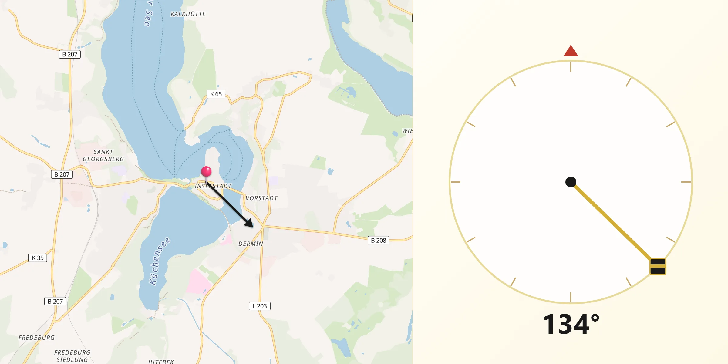 Qibla-Richtung von Ratzeburg
