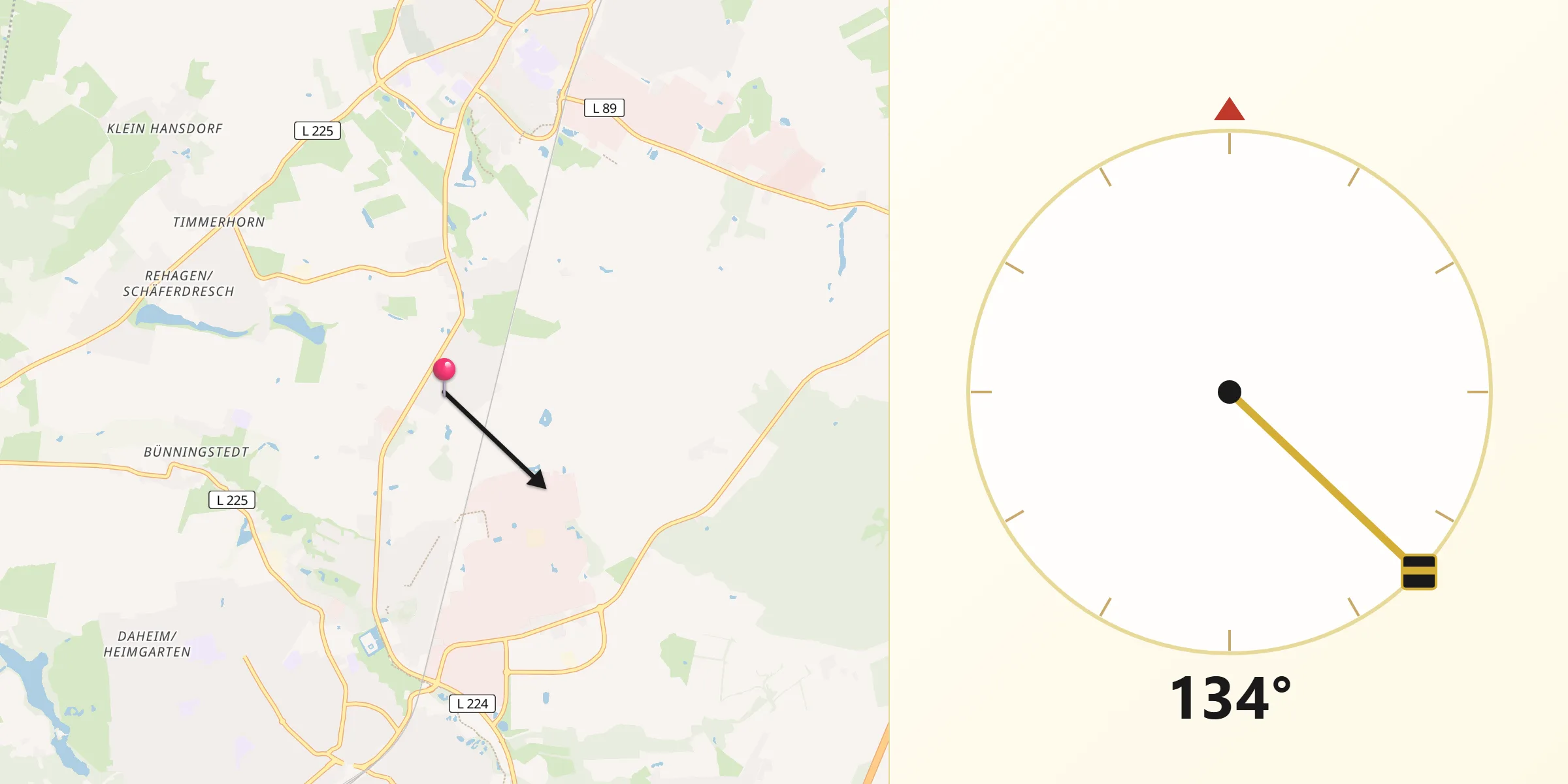 Qibla-Richtung von Delingsdorf