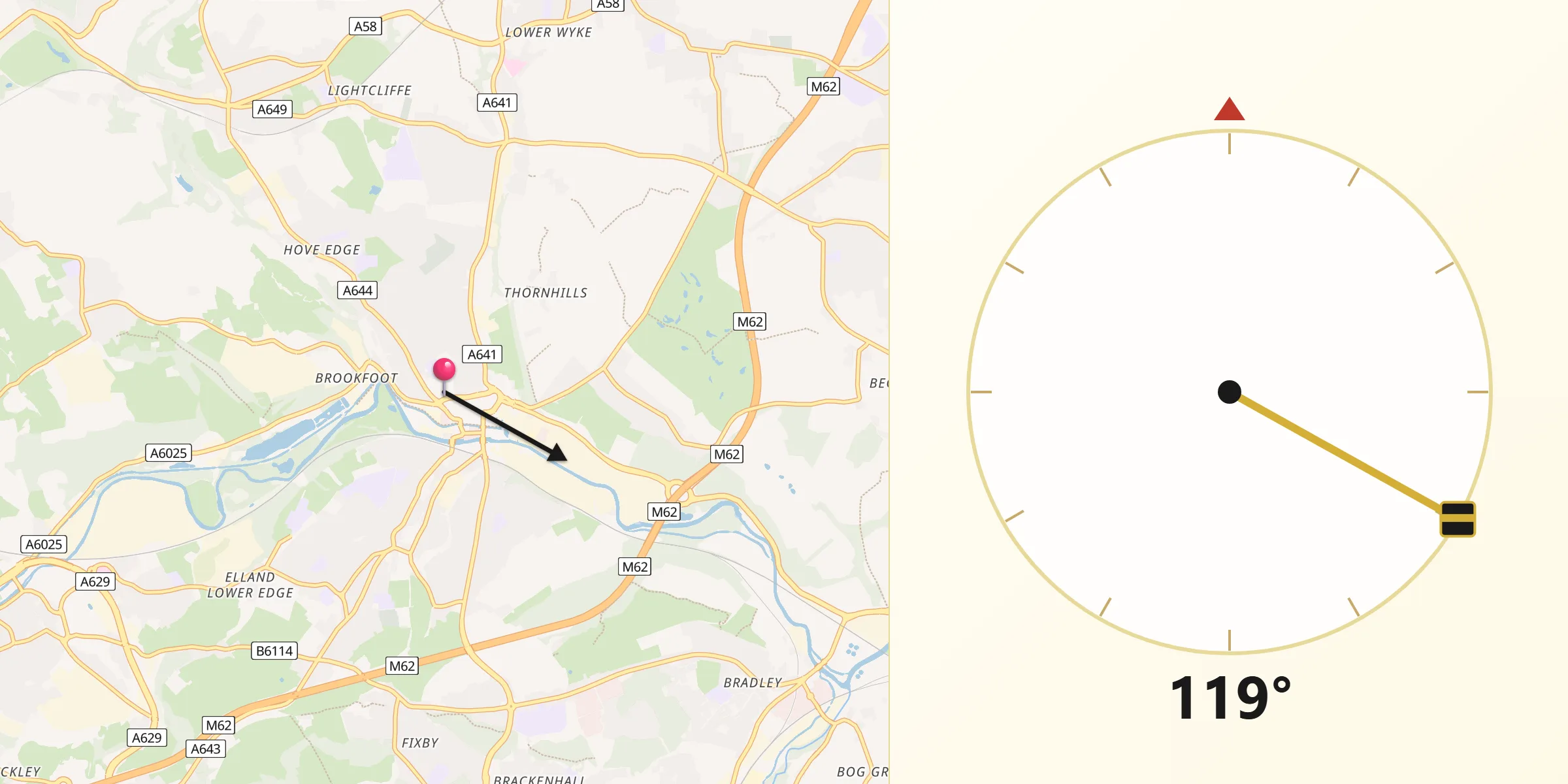 Qibla Direction from Brighouse