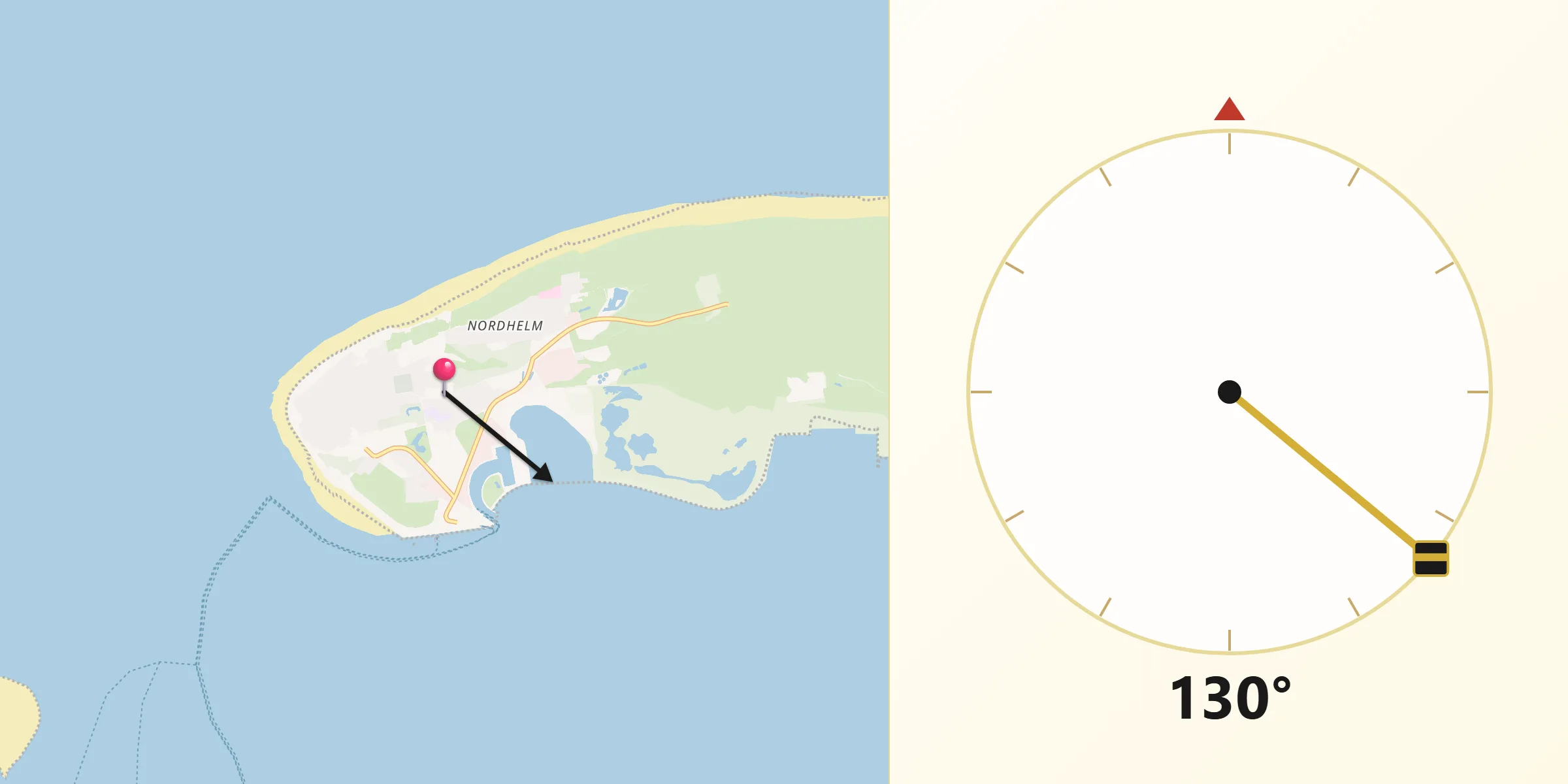 Qibla-Richtung von Norderney