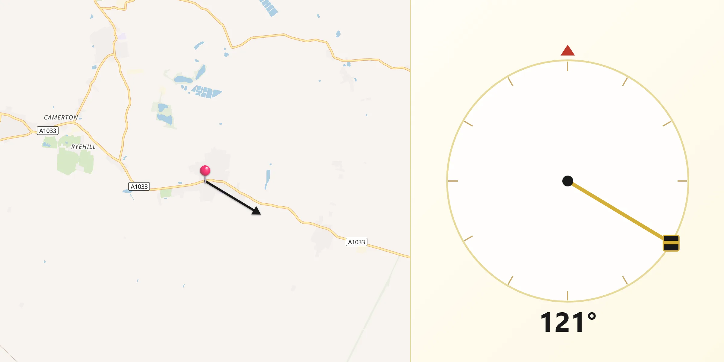 Qibla Direction from Keyingham