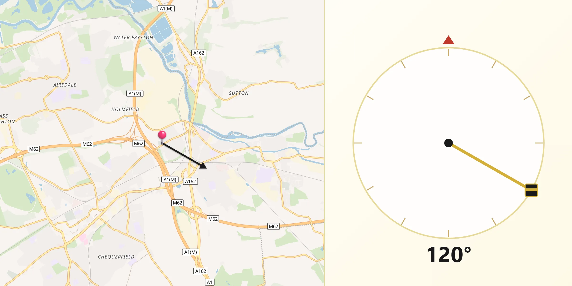 Qibla Direction from Ferrybridge