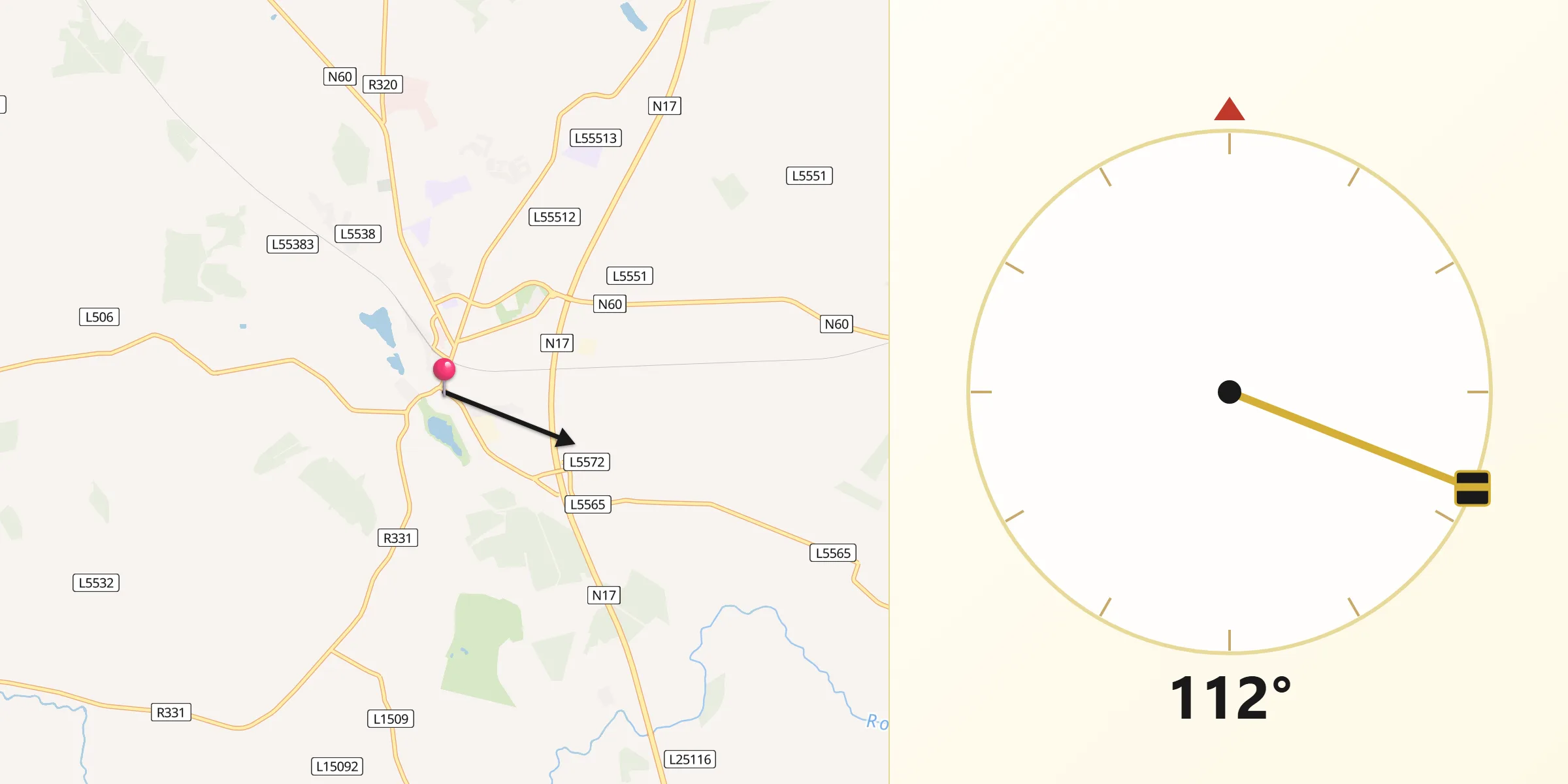 Qibla Direction from Claremorris