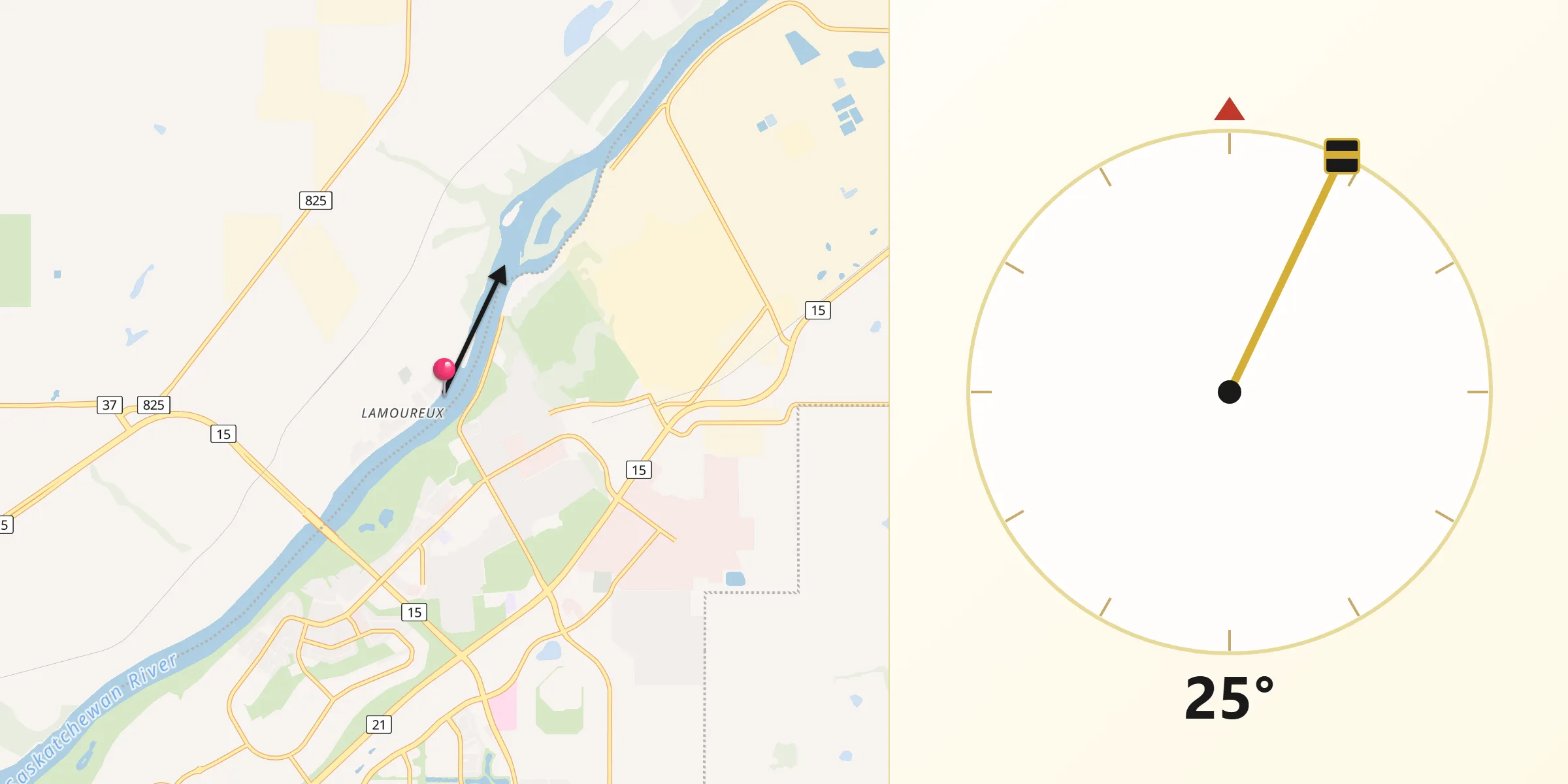 Qibla Direction from Fort Saskatchewan