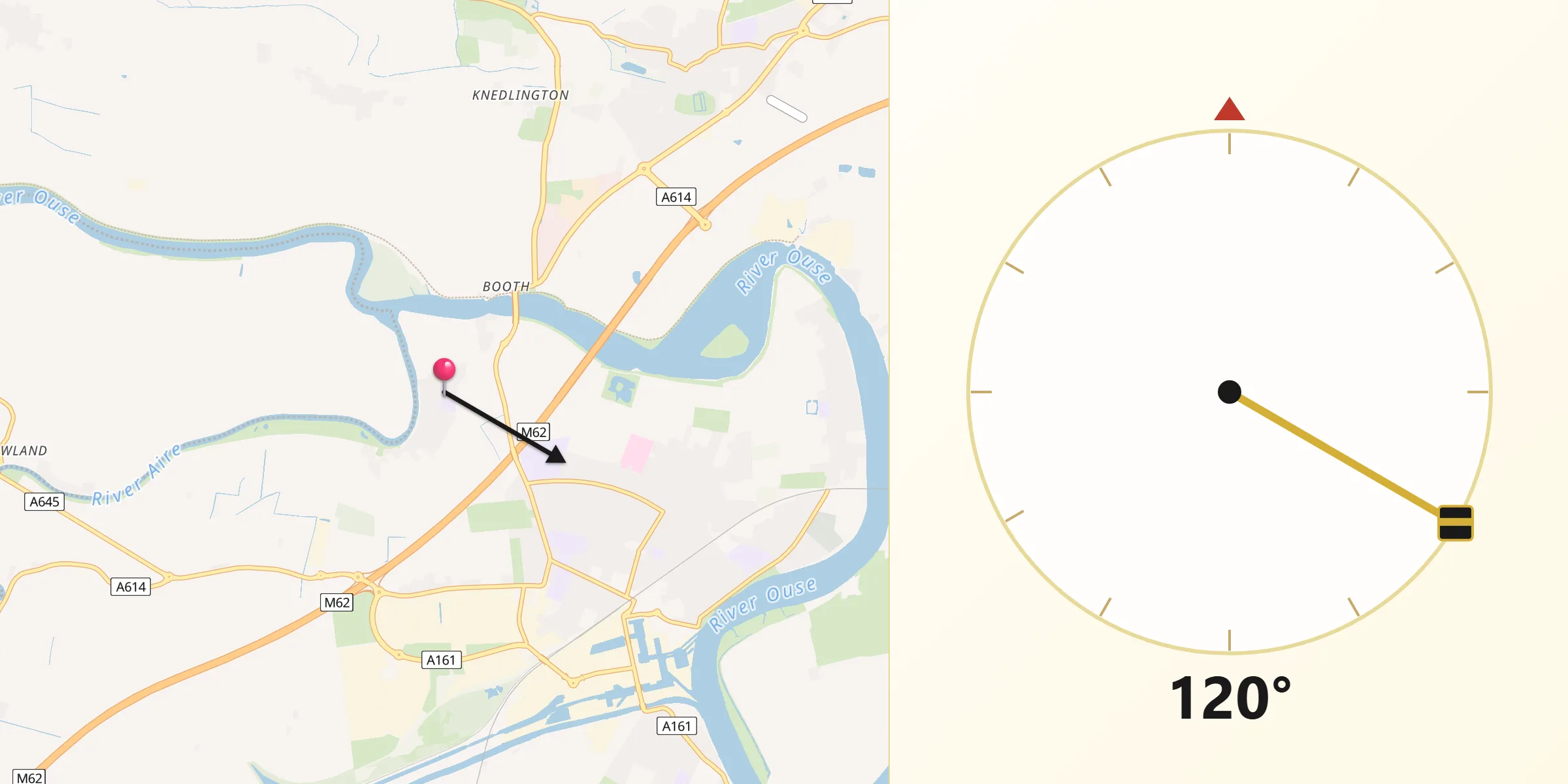 Qibla Direction from Airmyn