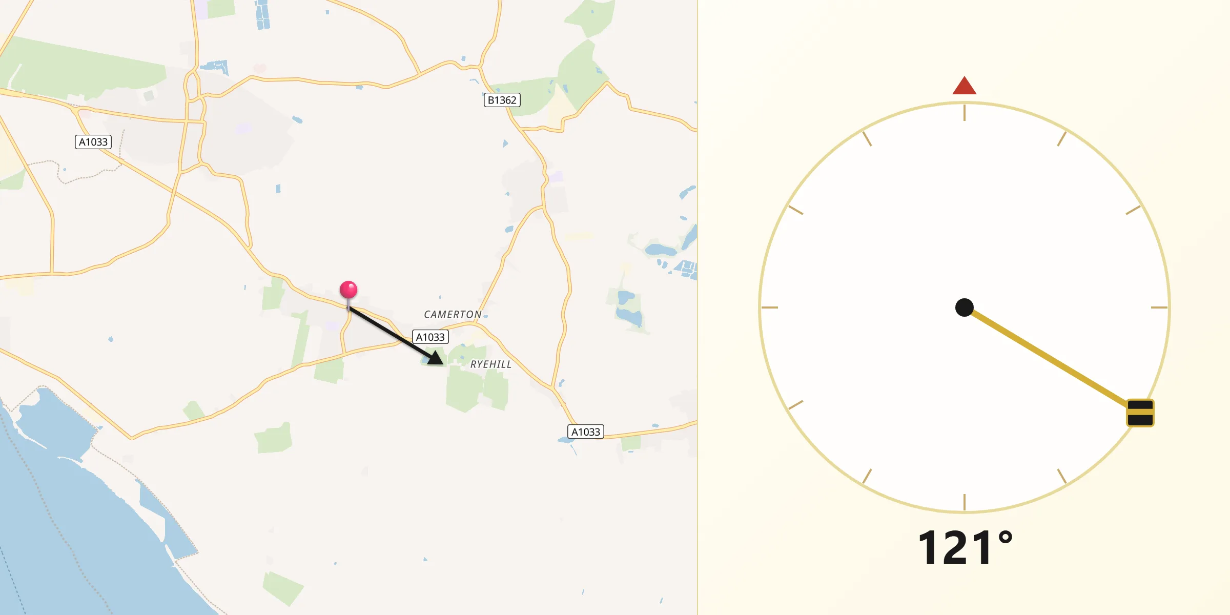 Qibla Direction from Thorngumbald