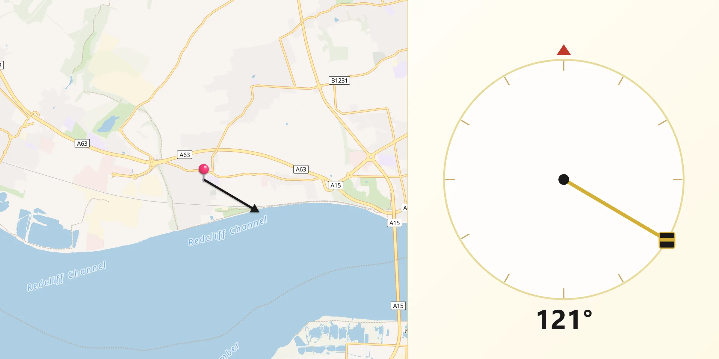 Qibla Direction from North Ferriby