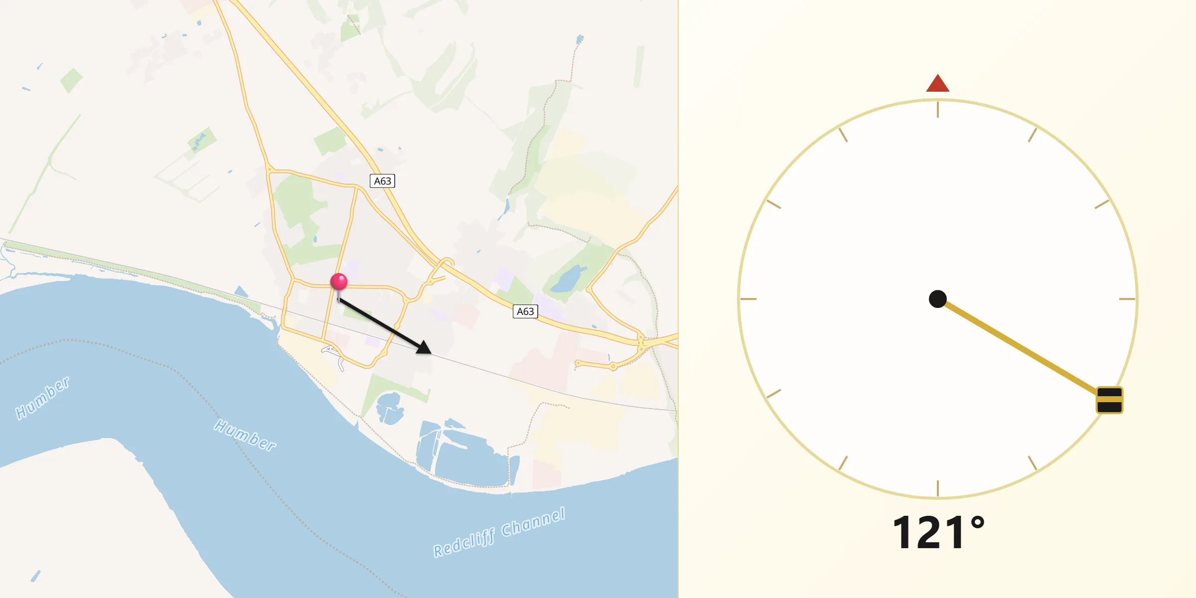 Qibla Direction from Brough