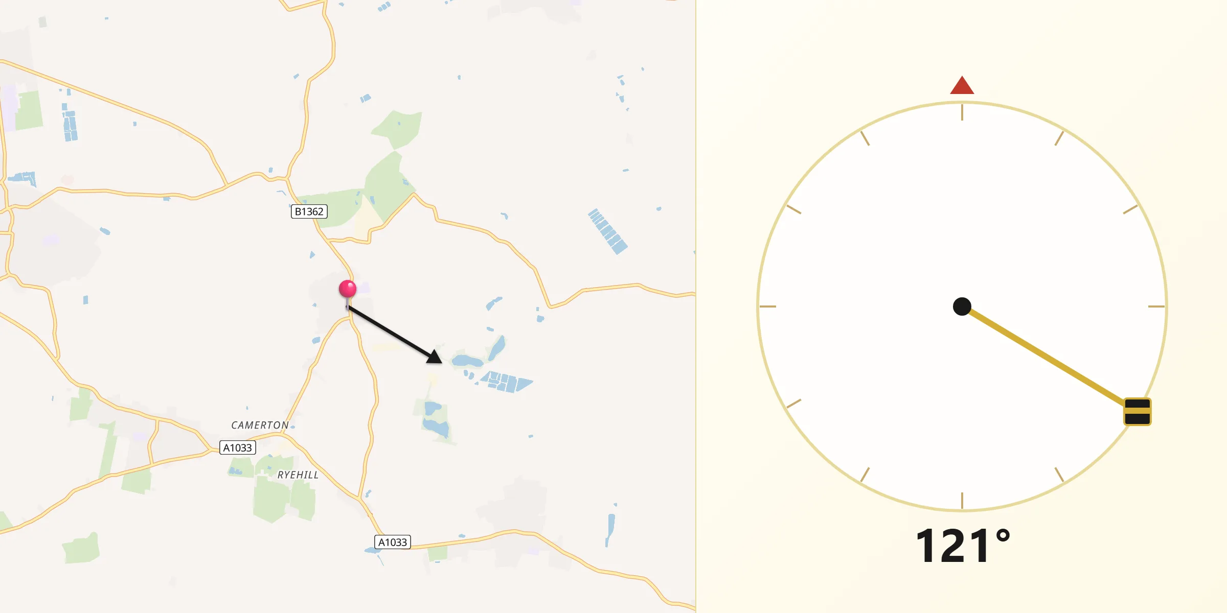 Qibla Direction from Burstwick