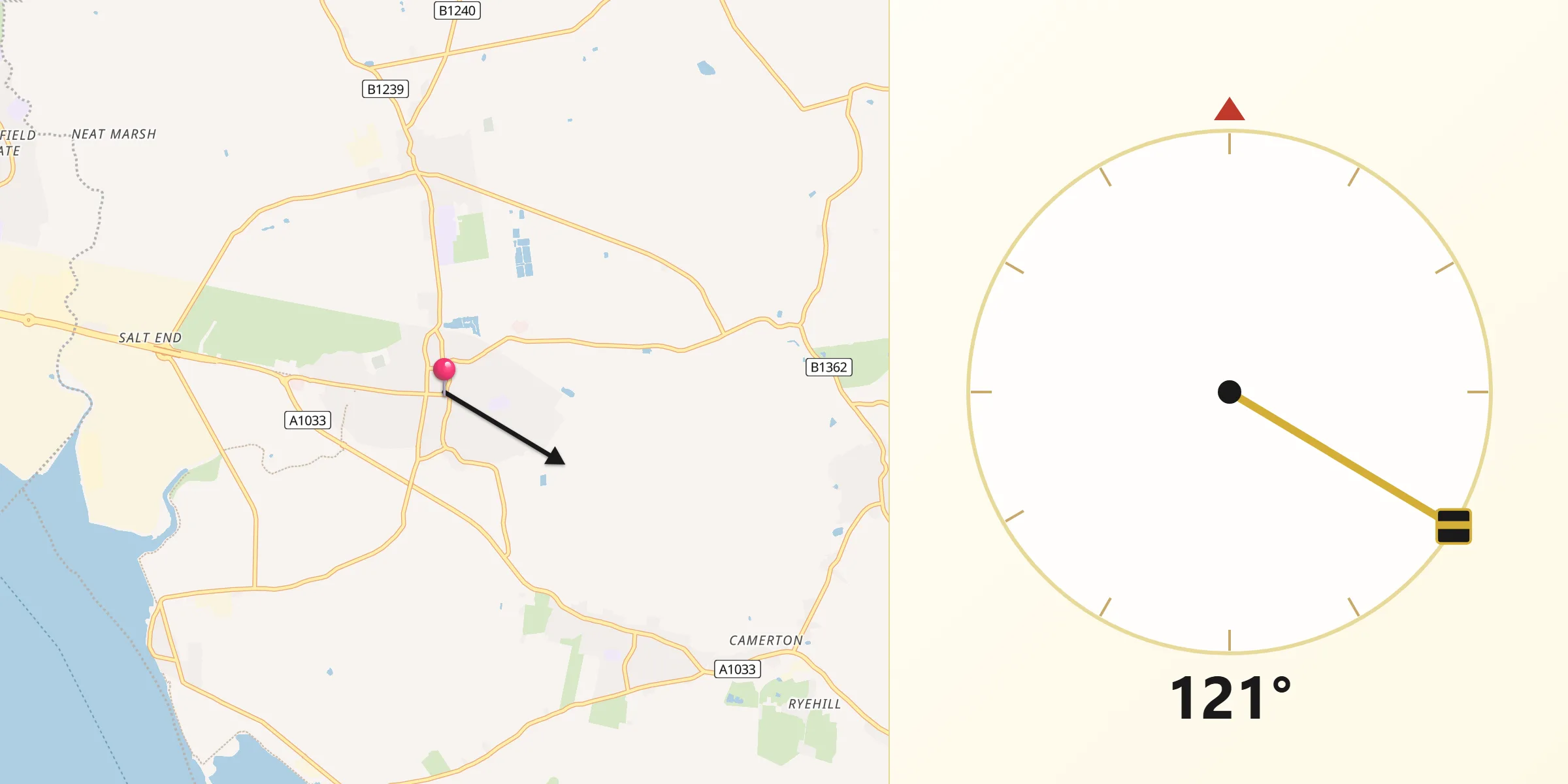 Qibla Direction from Hedon