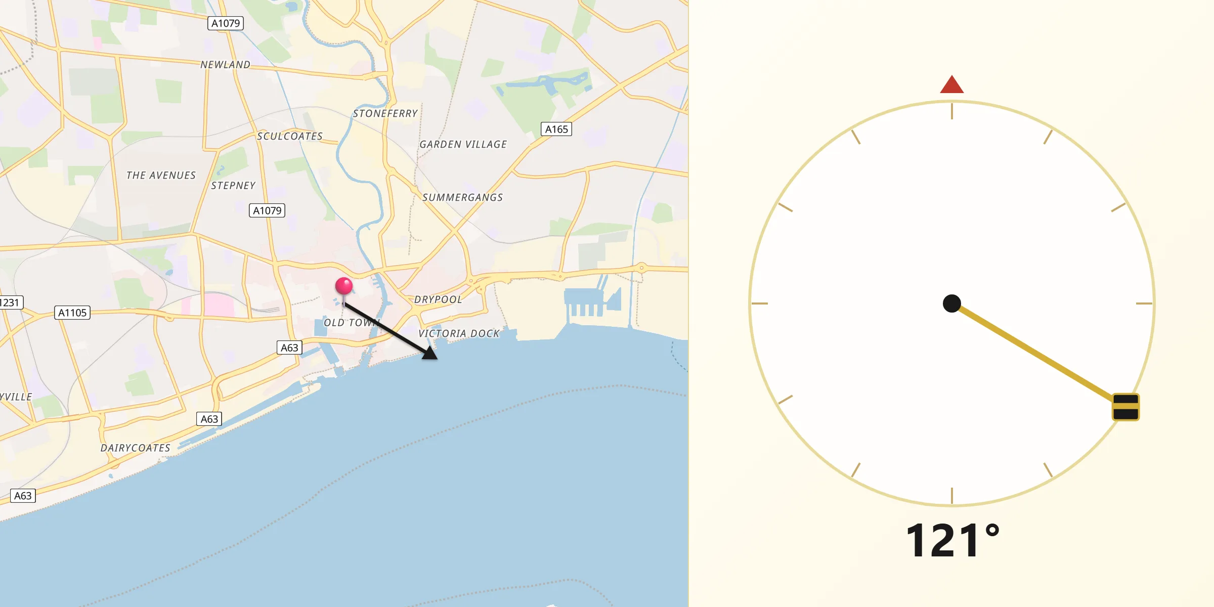 Direzione della Qibla da Kingston upon Hull