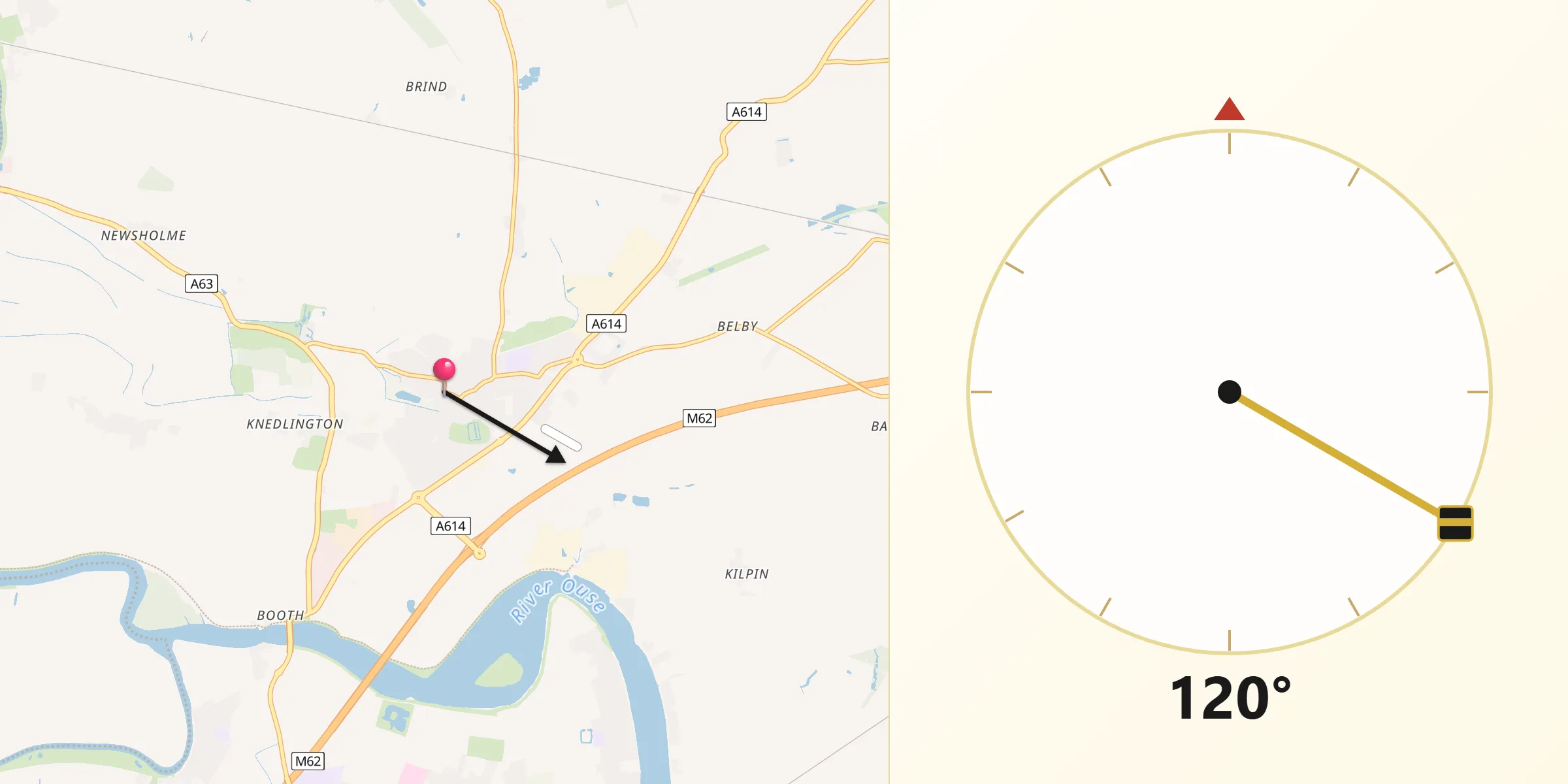 Qibla Direction from Howden