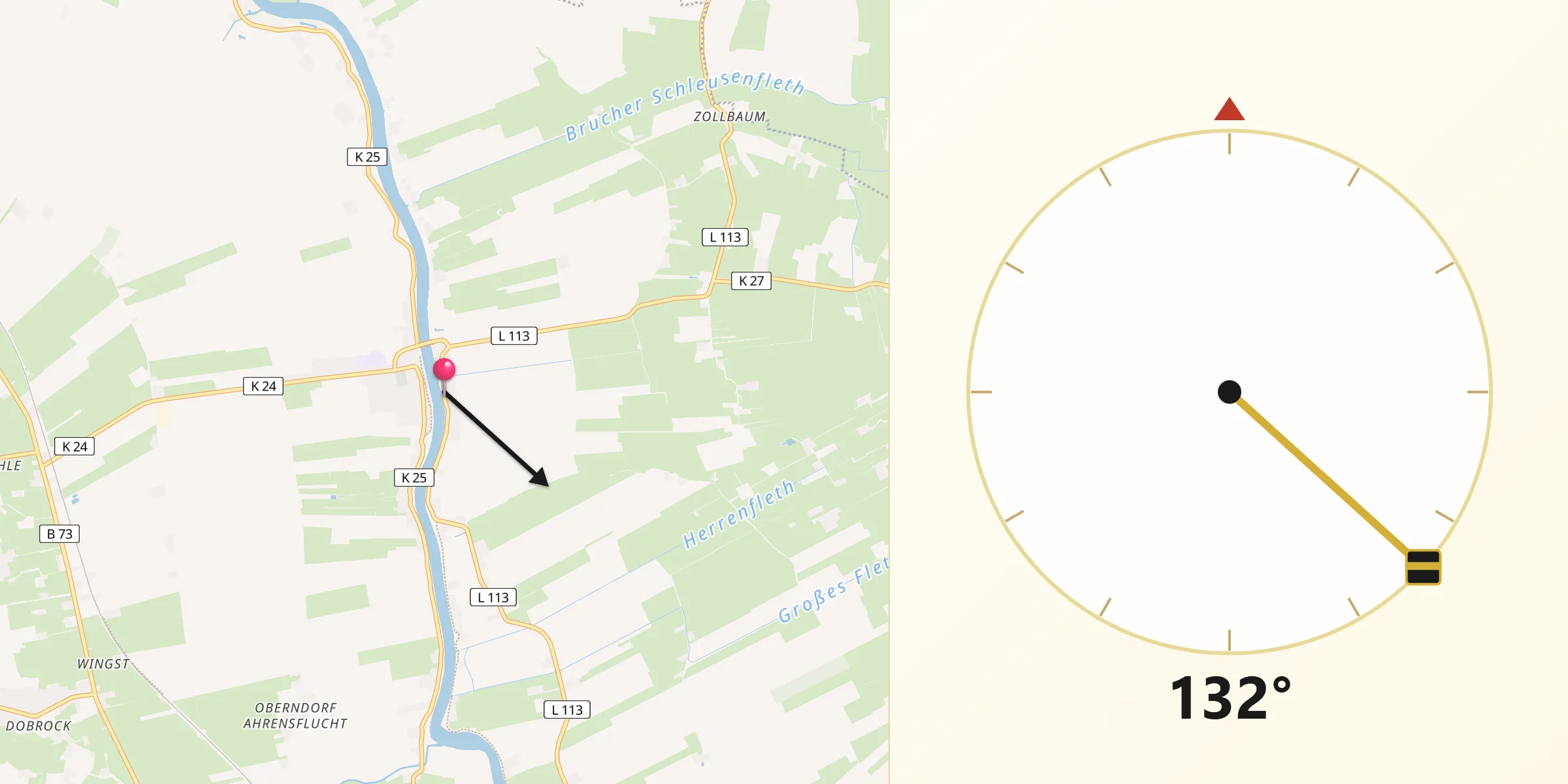 Qibla-Richtung von Oberndorf