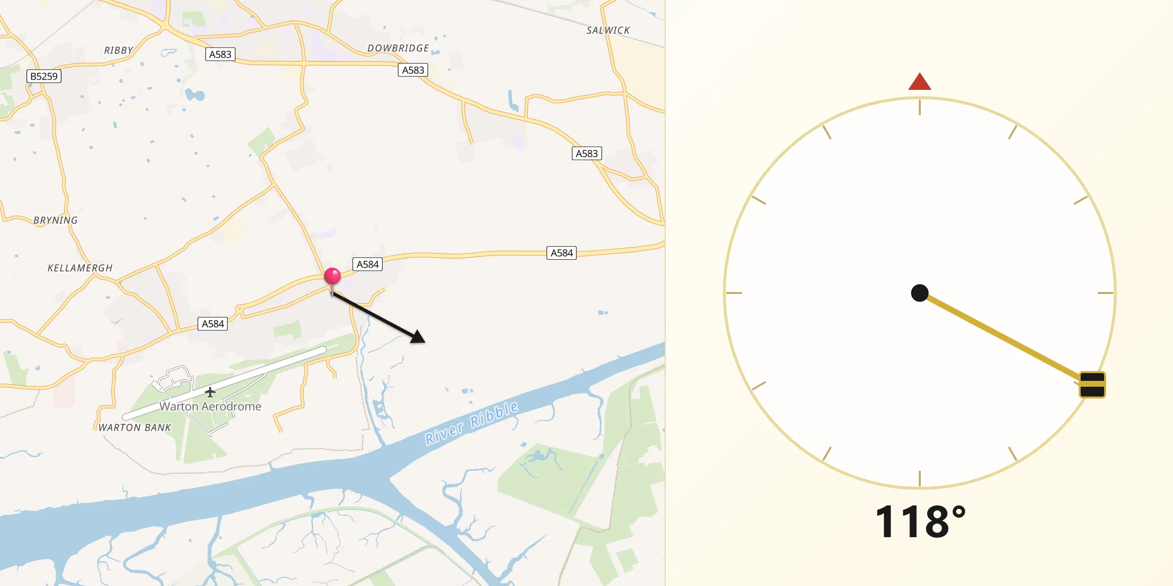 Qibla Direction from Freckleton