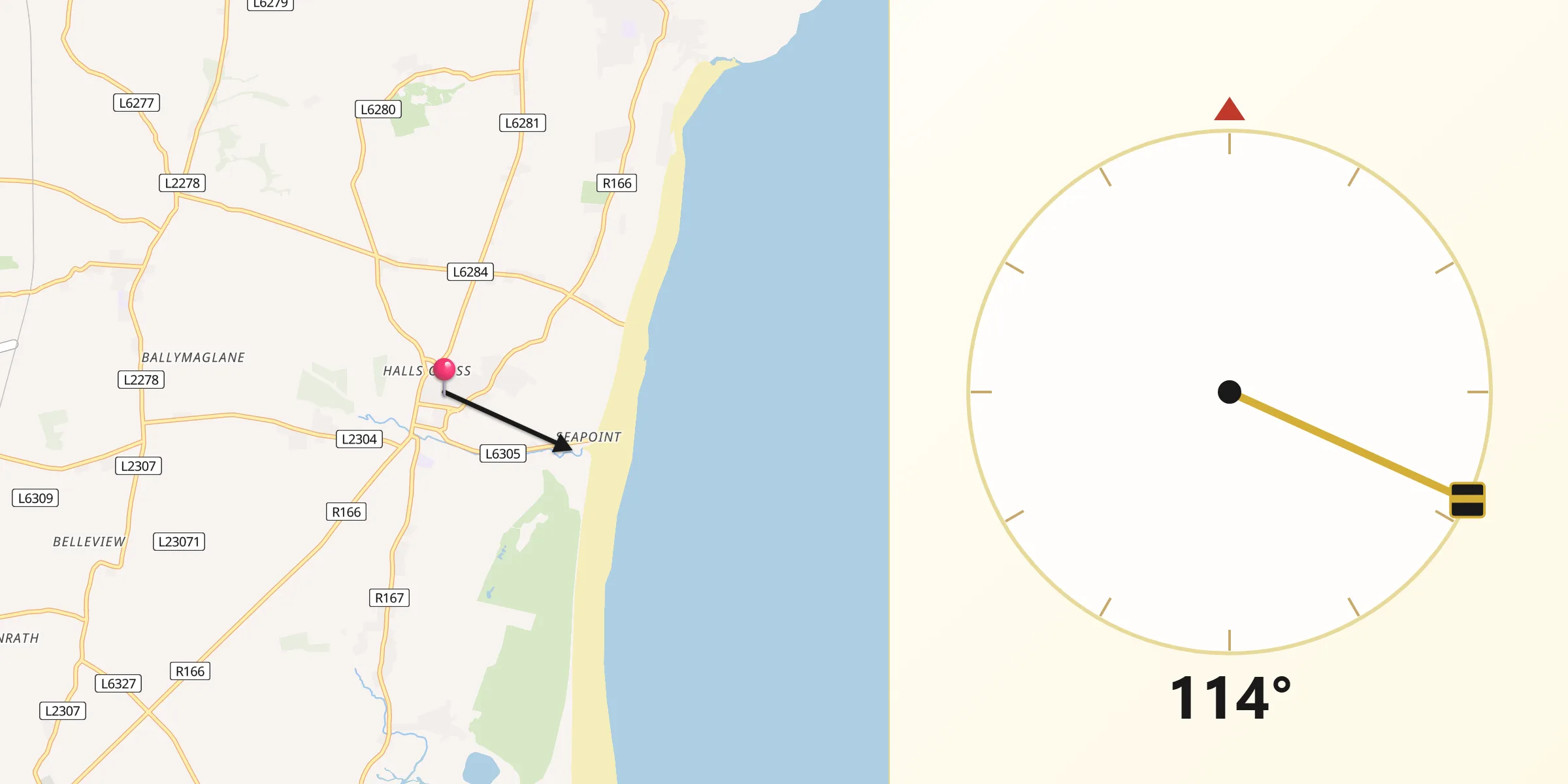 Qibla Direction from Termonfeckin