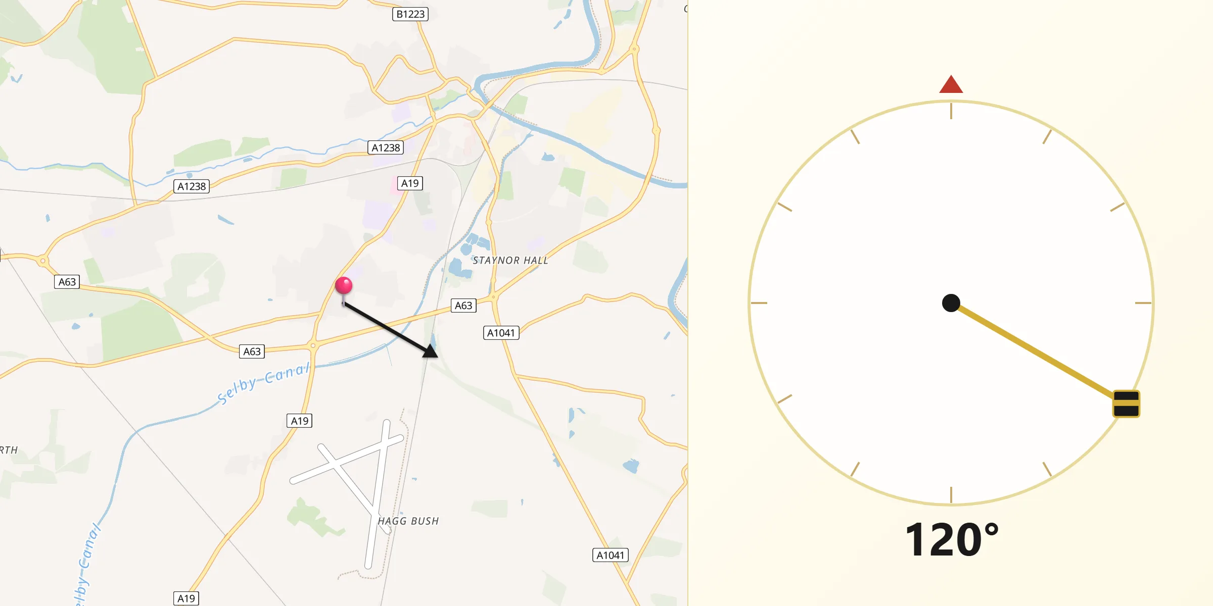 Qibla Direction from Brayton