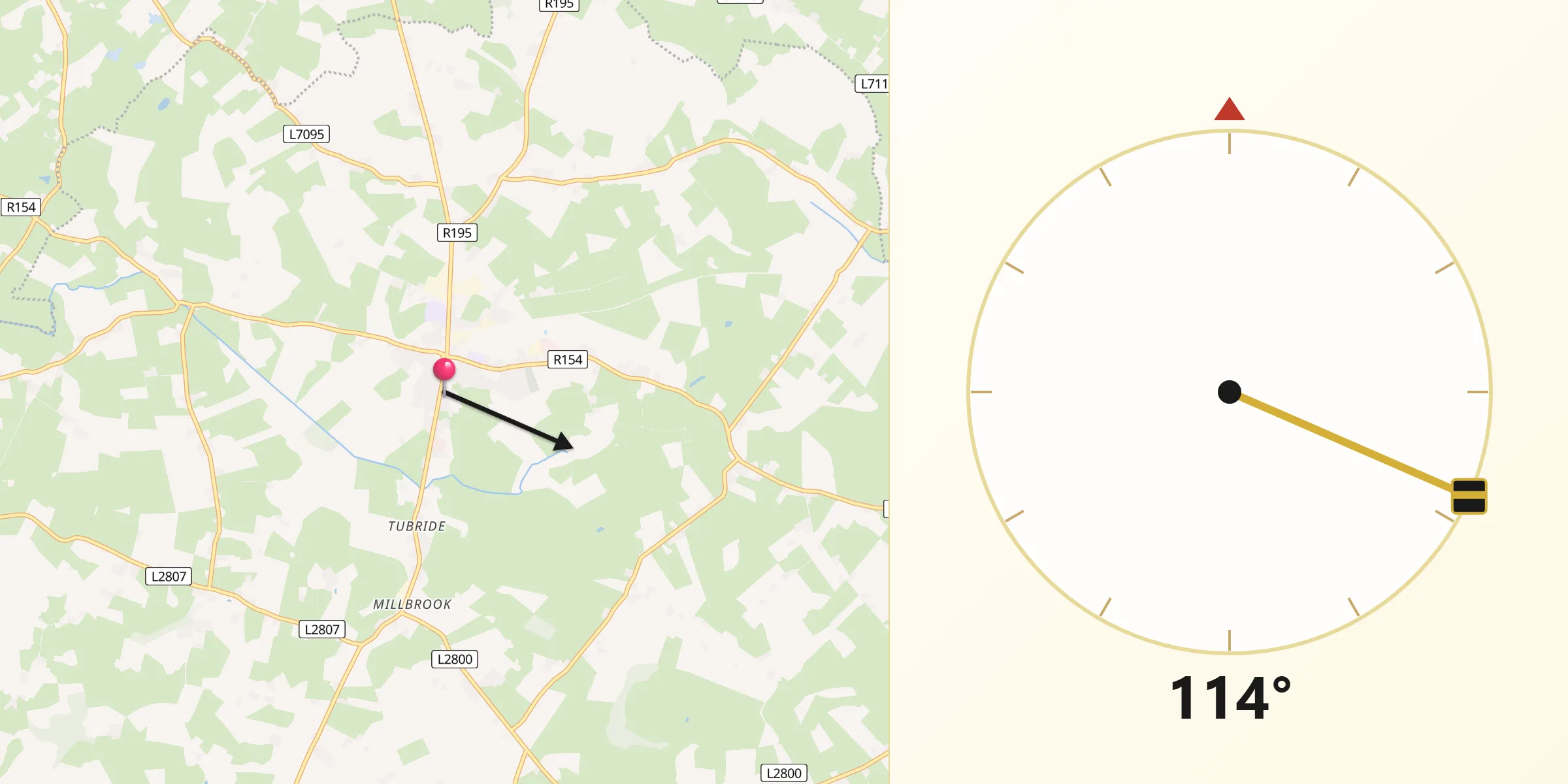 Qibla Direction from Oldcastle