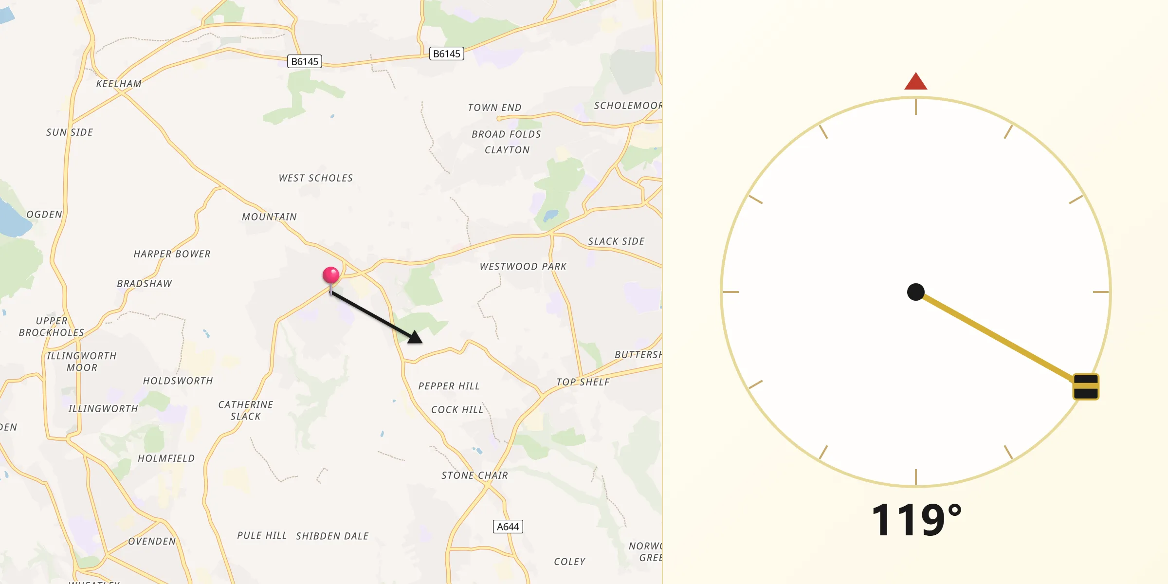 Qibla Direction from Queensbury