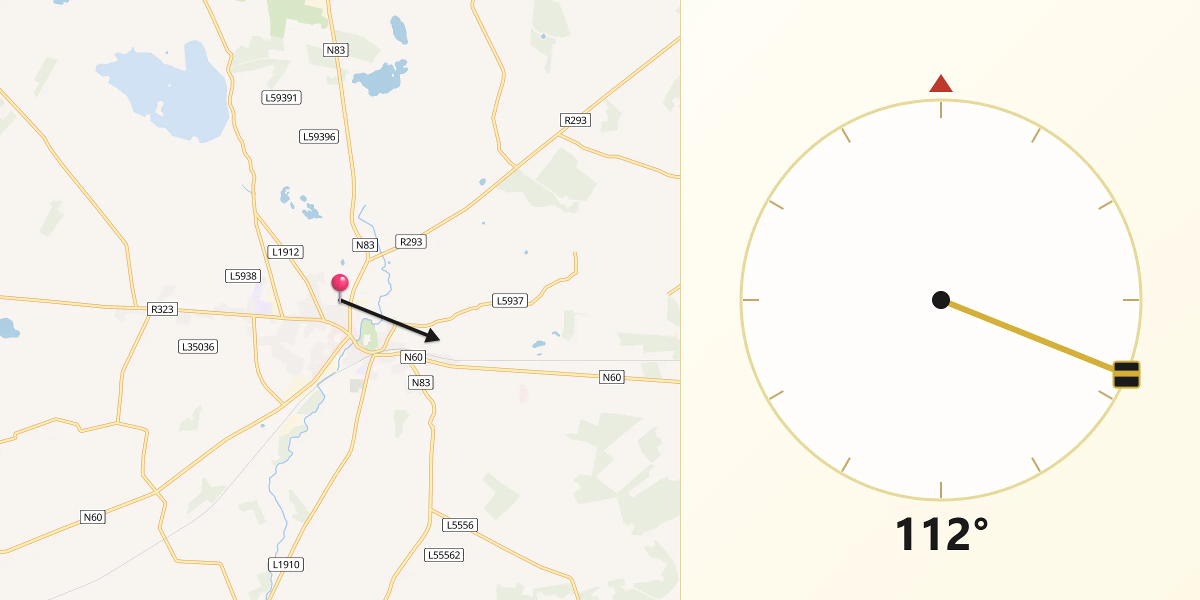 Qibla Direction from Ballyhaunis