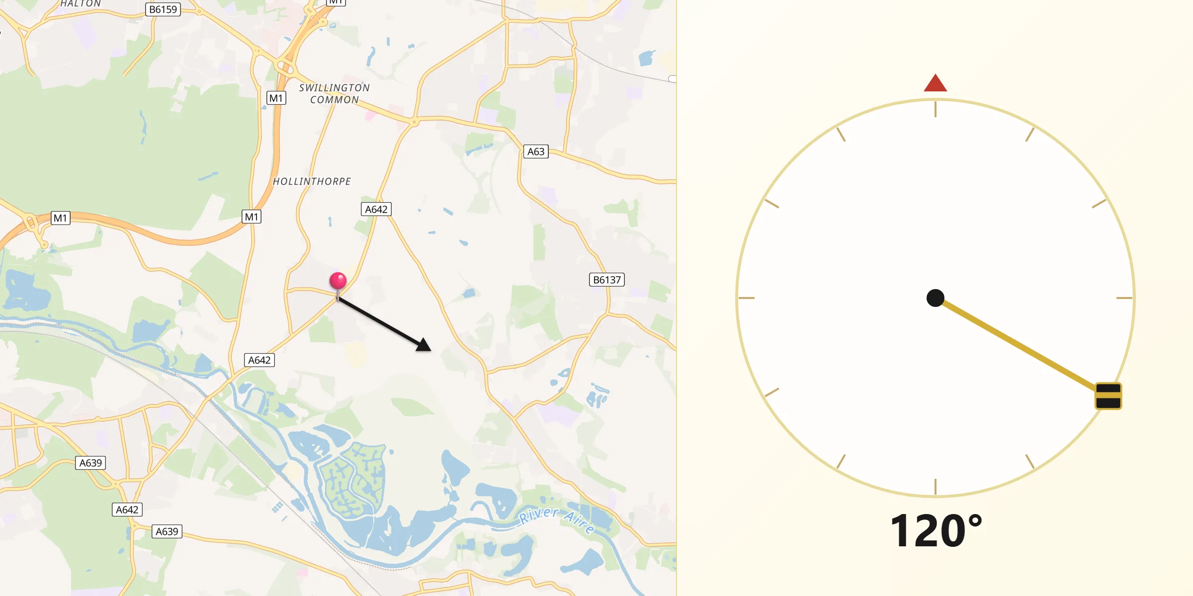 Qibla Direction from Swillington
