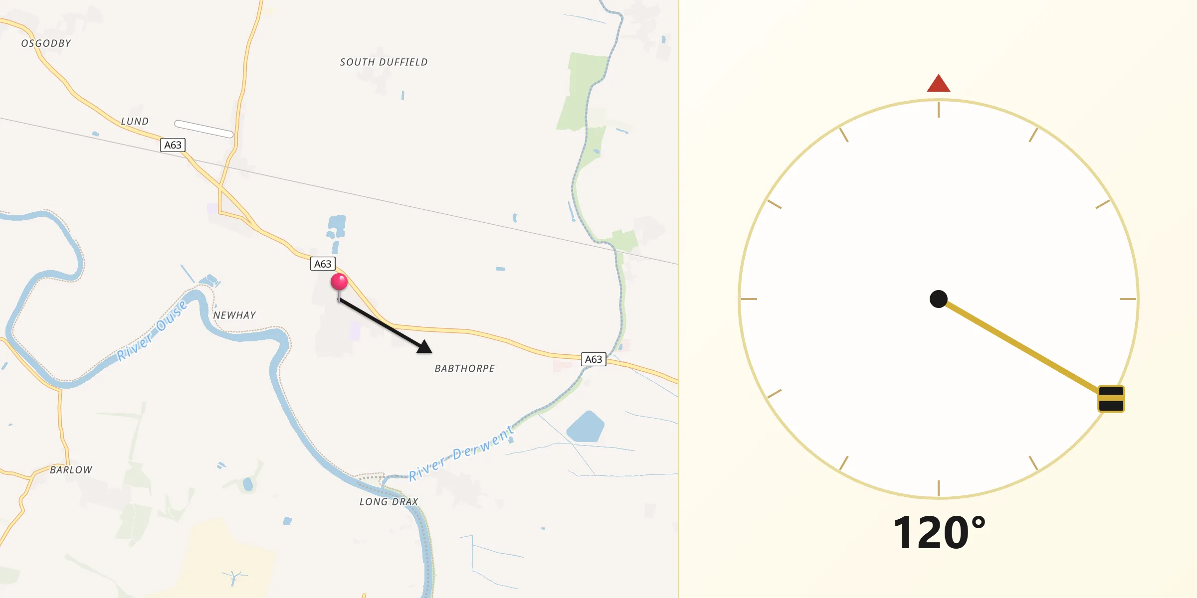 Qibla Direction from Hemingbrough