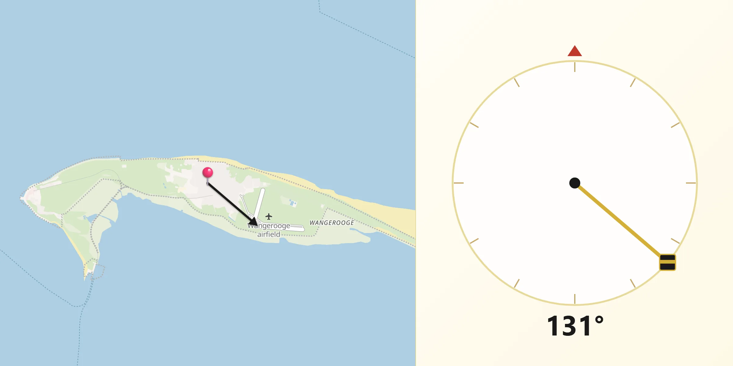 Qibla-Richtung von Wangerooge
