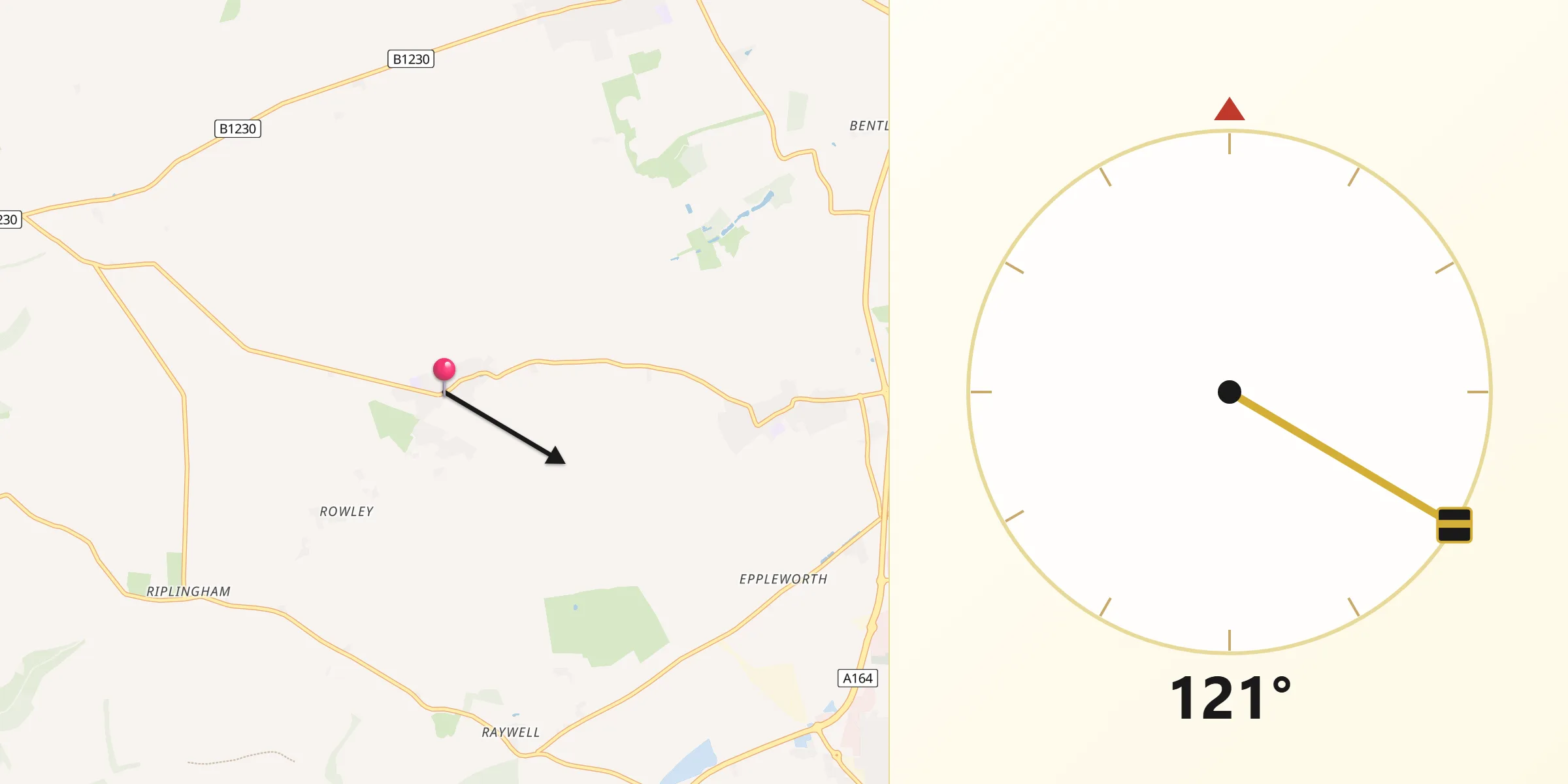 Qibla Direction from Little Weighton