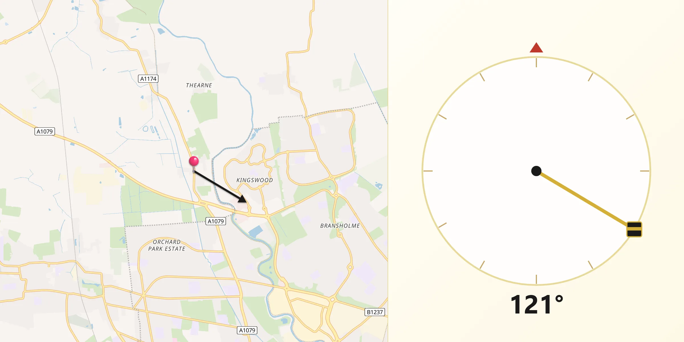 Qibla Direction from Dunswell