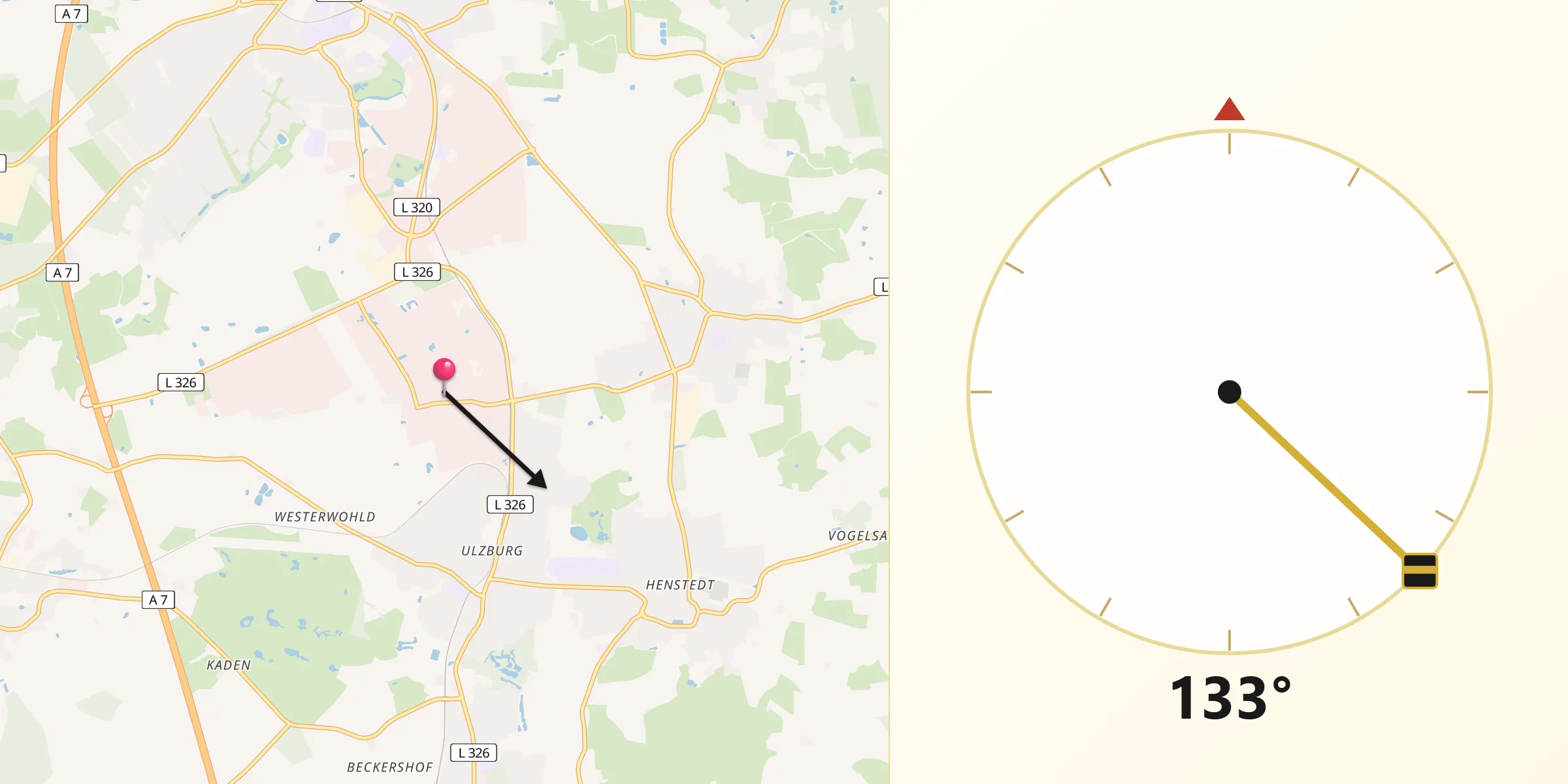 Qibla-Richtung von Henstedt-Ulzburg